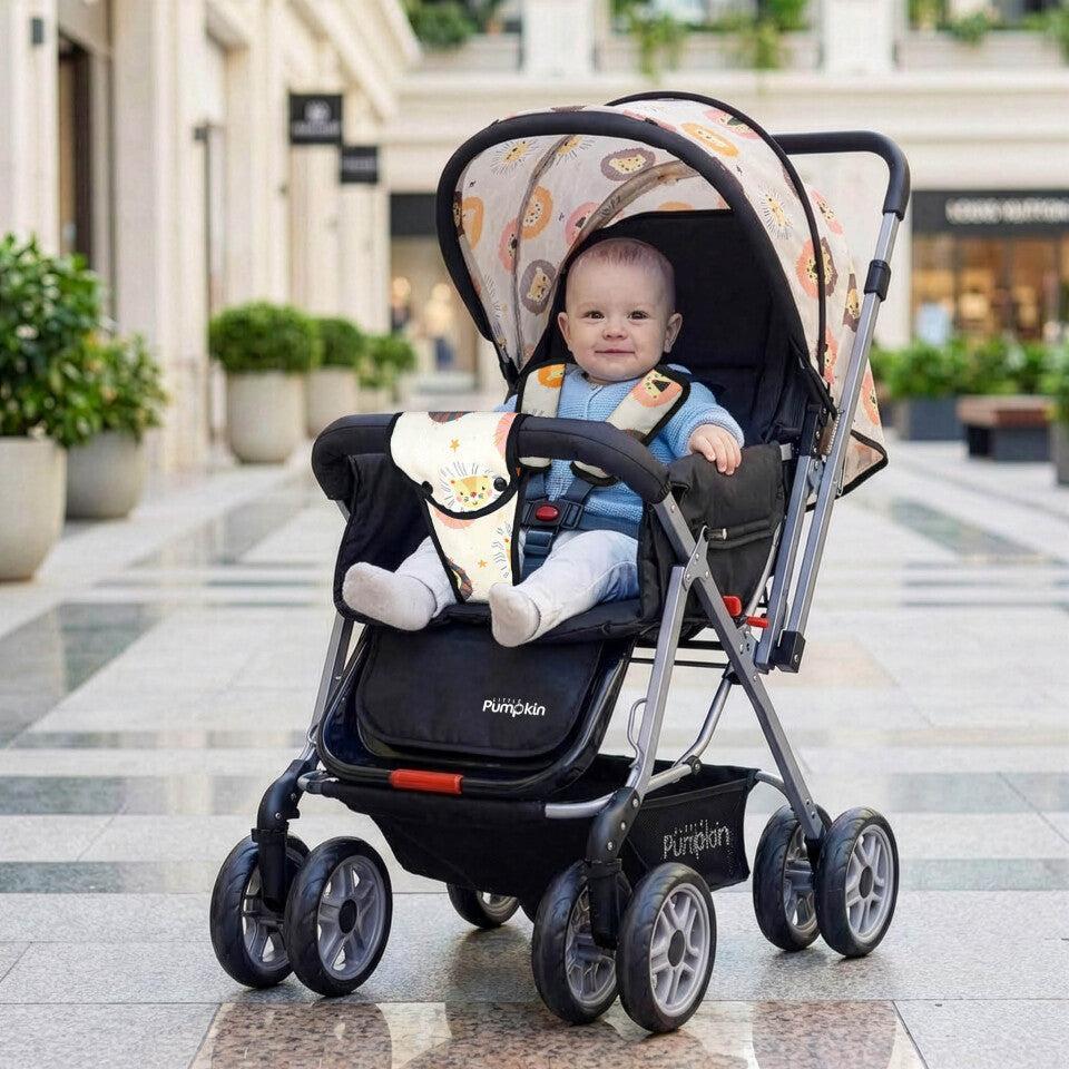 Kiddie Kingdom Baby Stroller With Personalized Name Plate - Black Safari