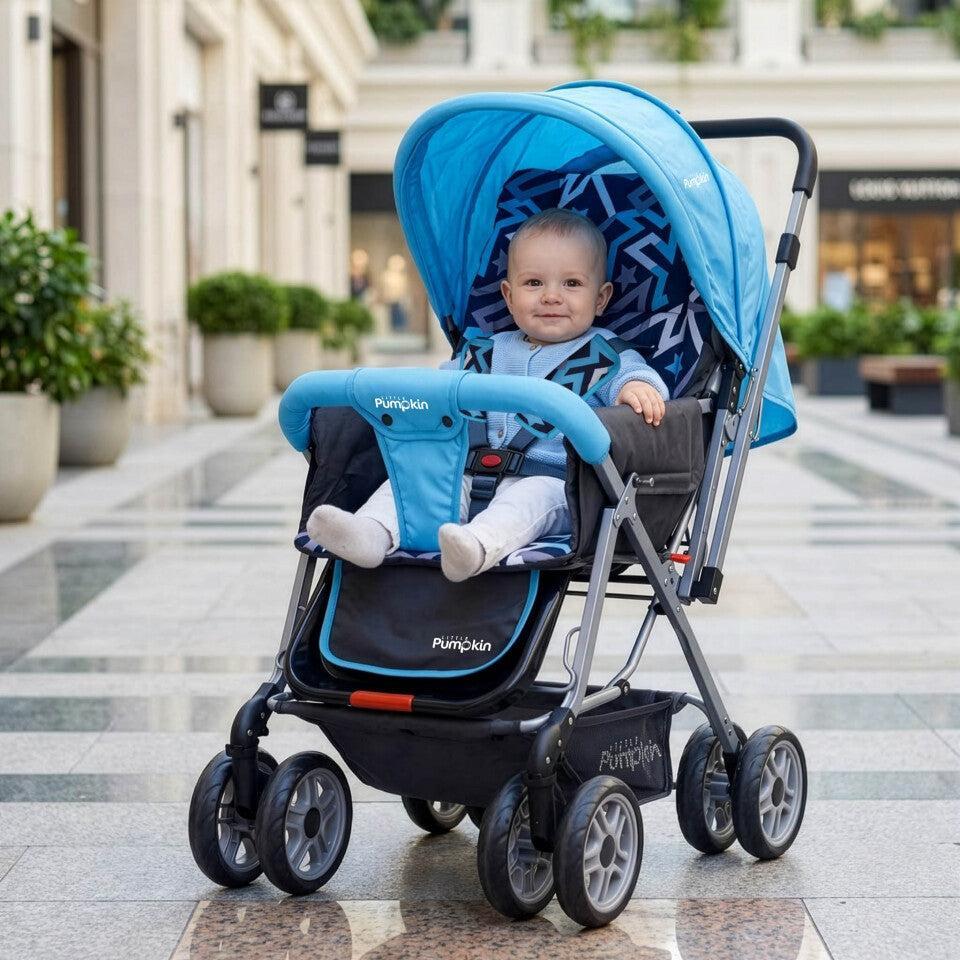 Kiddie Kingdom Baby Stroller With Personalized Name Plate - Blue Black