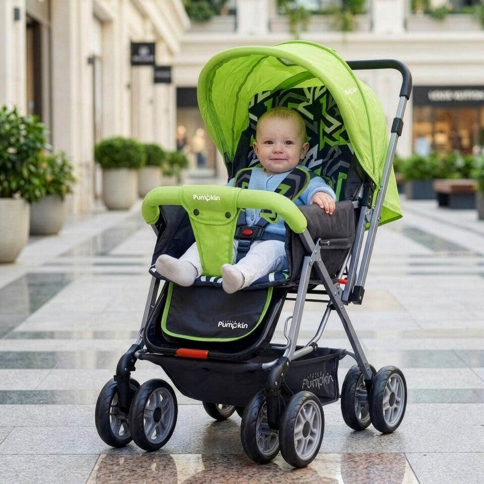 Kiddie Kingdom Baby Stroller With Personalized Name Plate - Green Black
