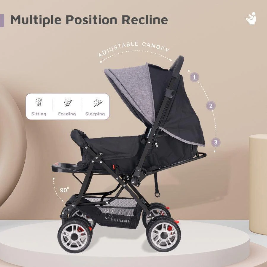 Lollipop Lite Baby Stroller With Personalized Name Plate - Black Stripes - Image 6