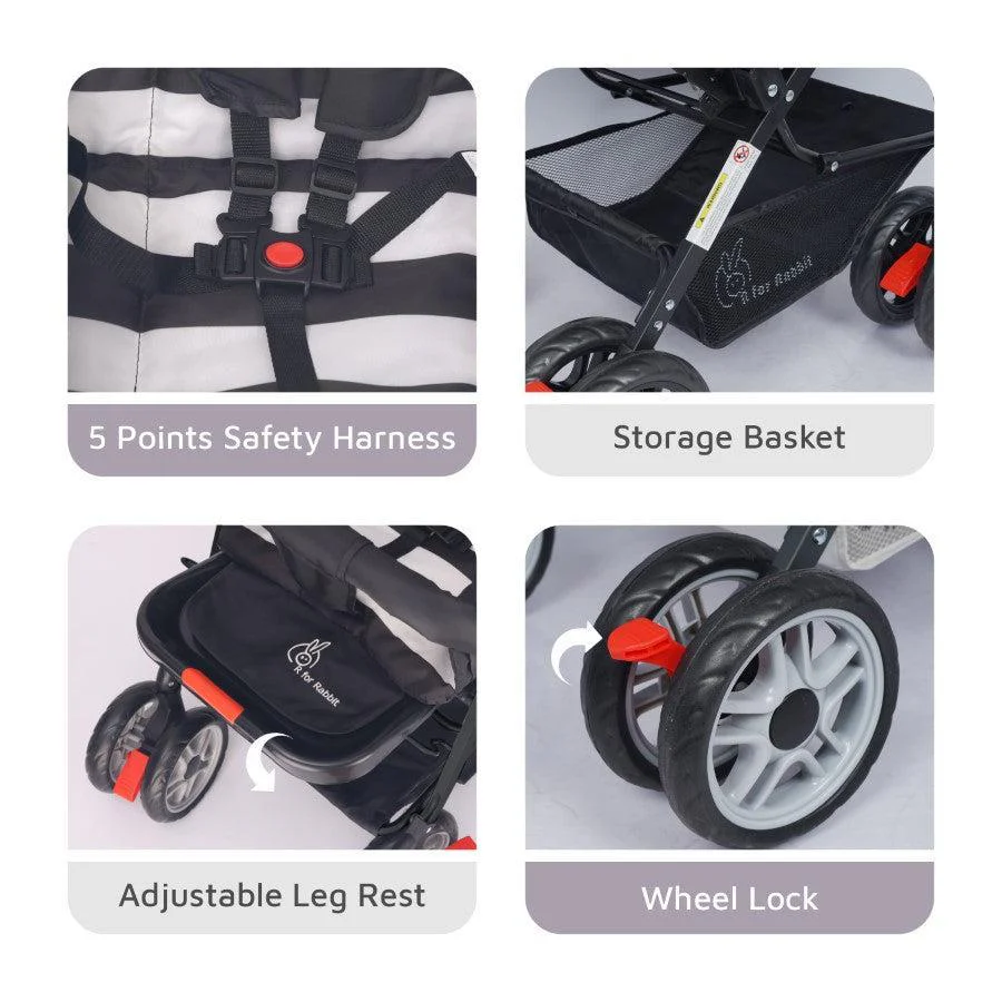Lollipop Lite Baby Stroller With Personalized Name Plate - Black Stripes - Image 7