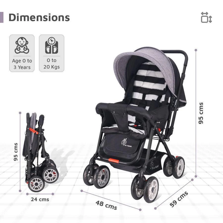 Lollipop Lite Baby Stroller With Personalized Name Plate - Black Stripes - Image 8