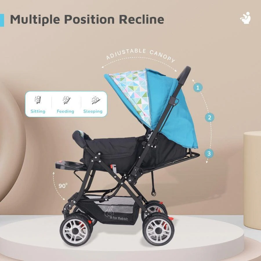 Lollipop Lite Baby Stroller With Personalized Name Plate - Blue Abstract - Image 6
