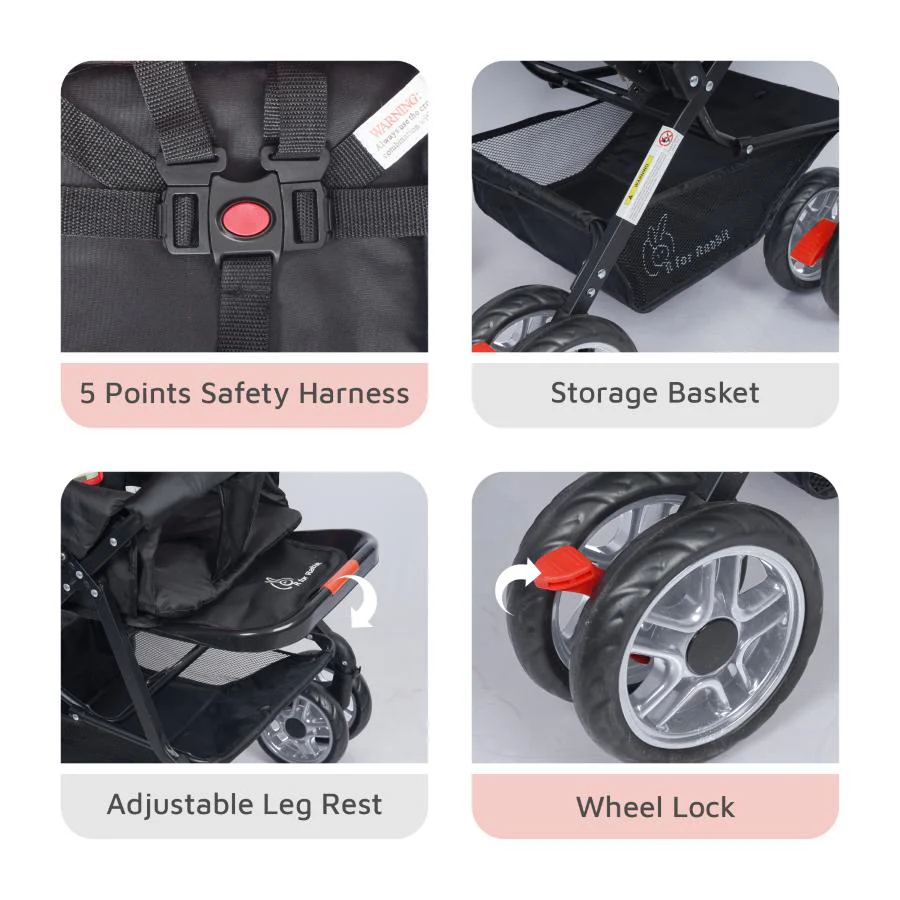 Lollipop Lite Baby Stroller With Personalized Name Plate - Black Multi - Image 6