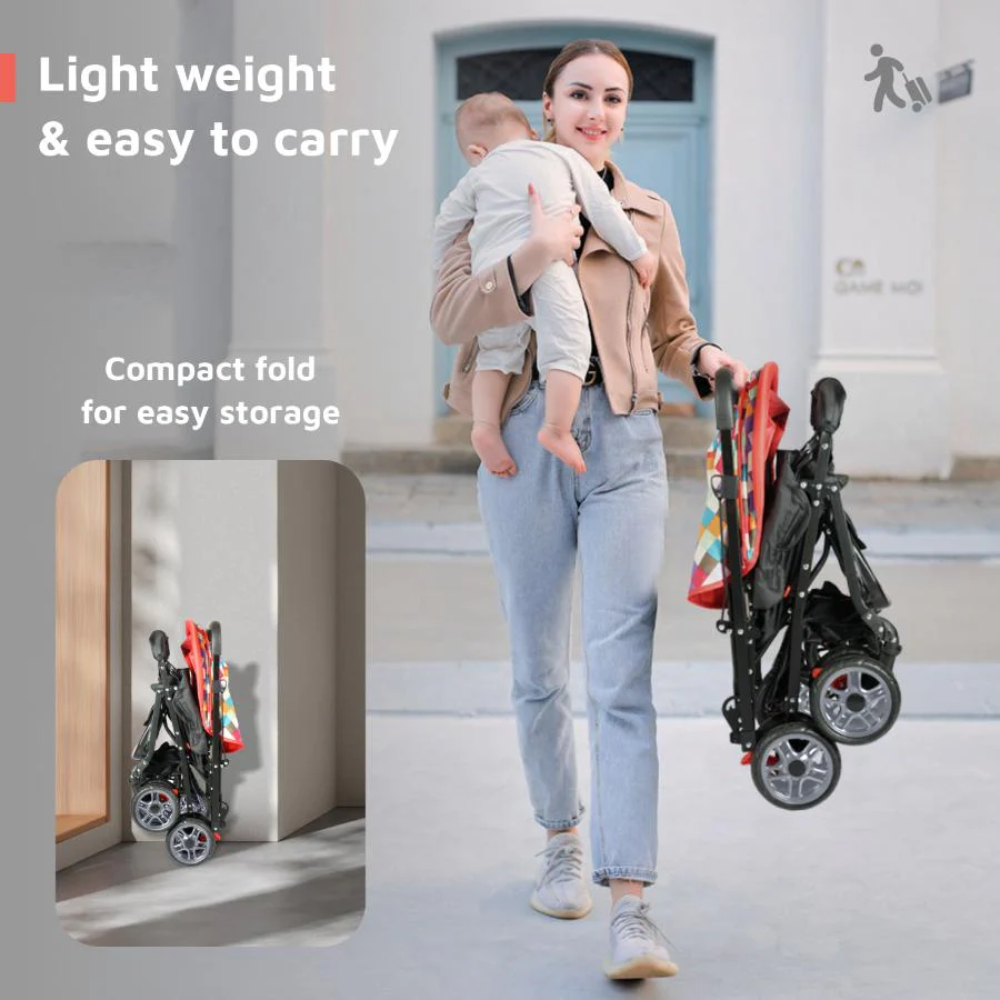 Lollipop Lite Baby Stroller With Personalized Name Plate - Black Multi - Image 7