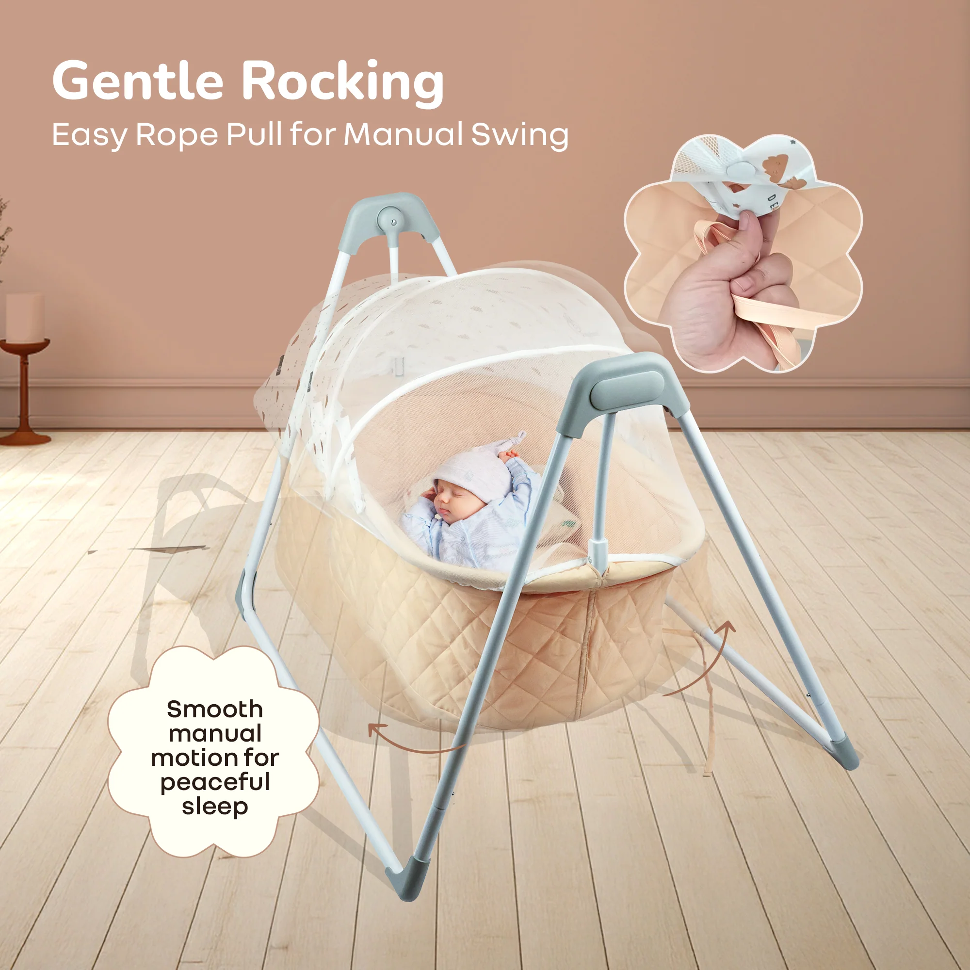 Lullabies Manual Baby Cradle Safe & Comfortable Baby Bed - Image 11