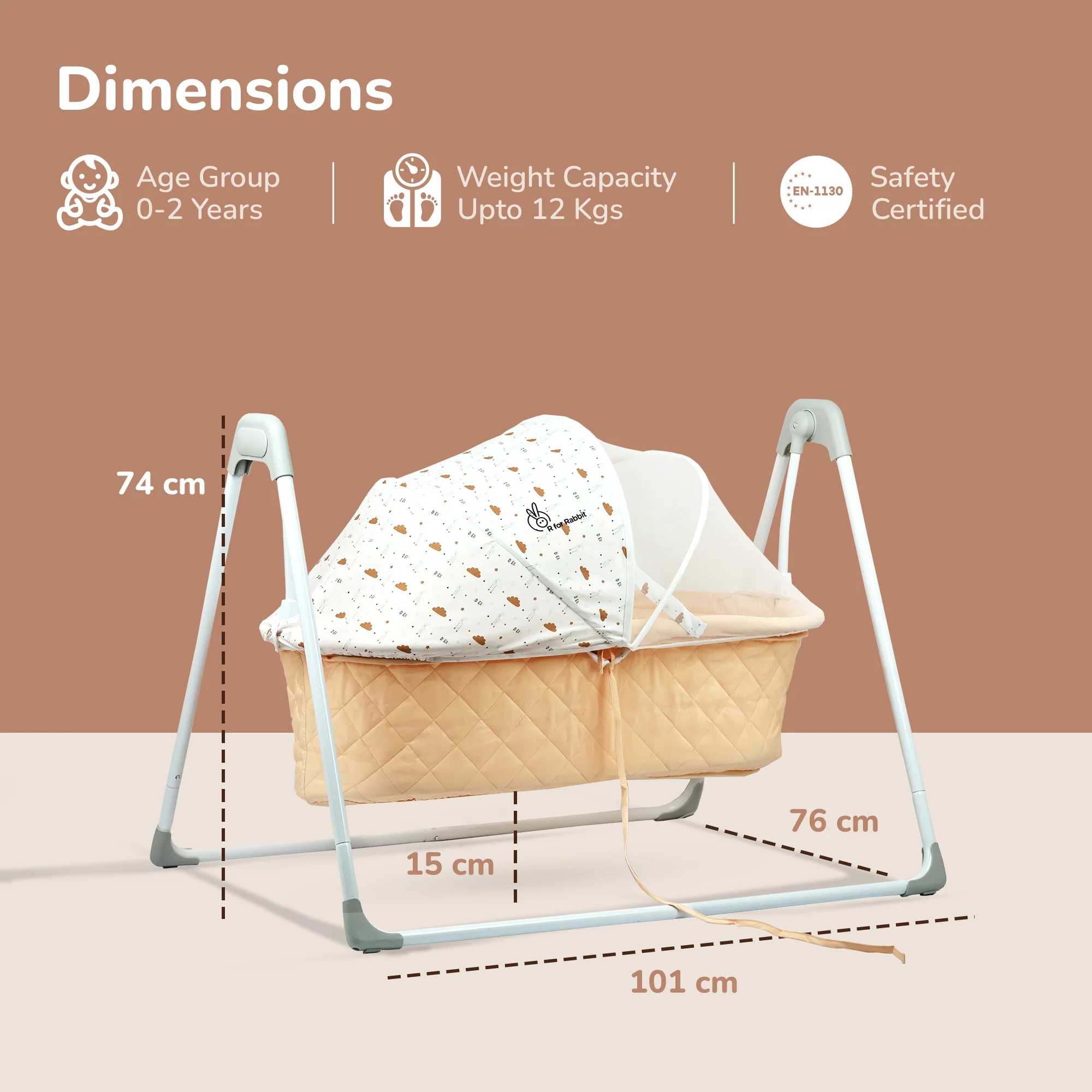 Lullabies Manual Baby Cradle Safe & Comfortable Baby Bed - Image 16