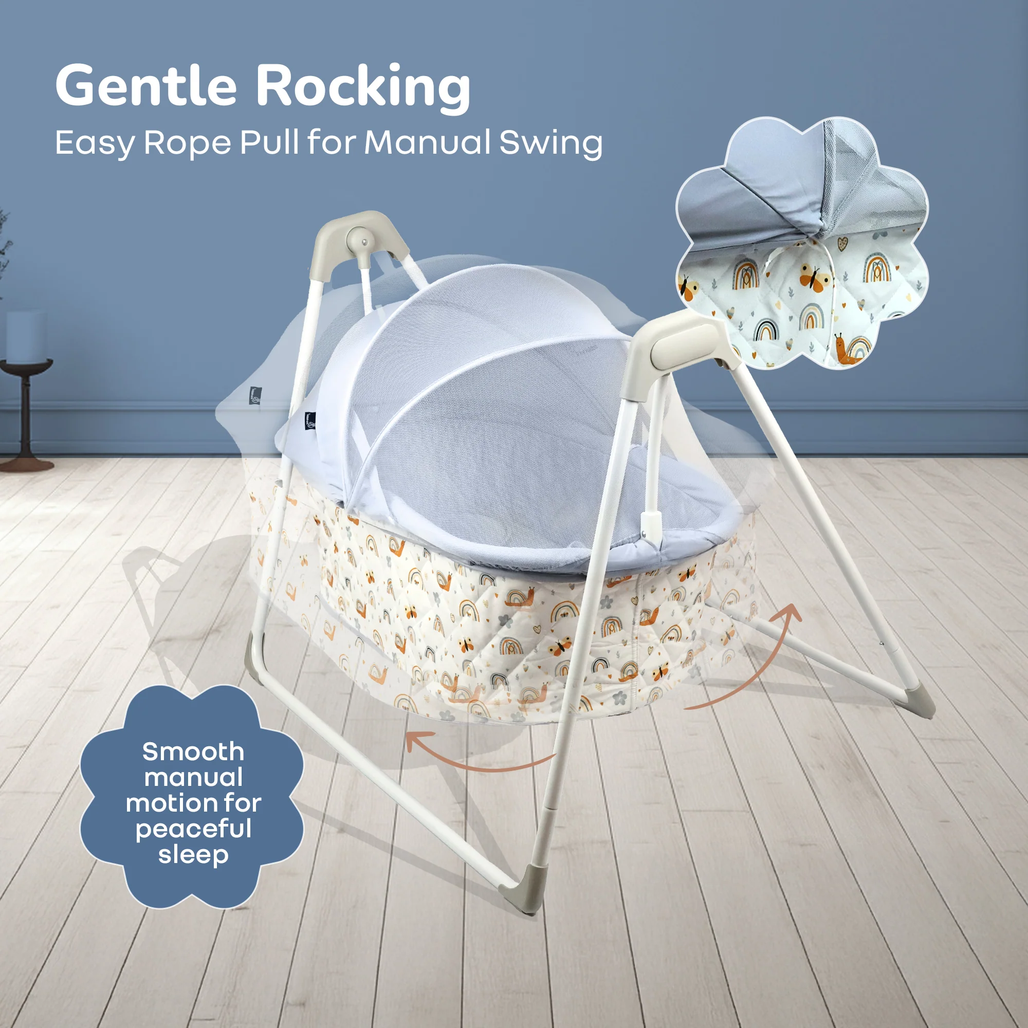Lullabies Manual Baby Cradle Safe & Comfortable Baby Bed - Image 3