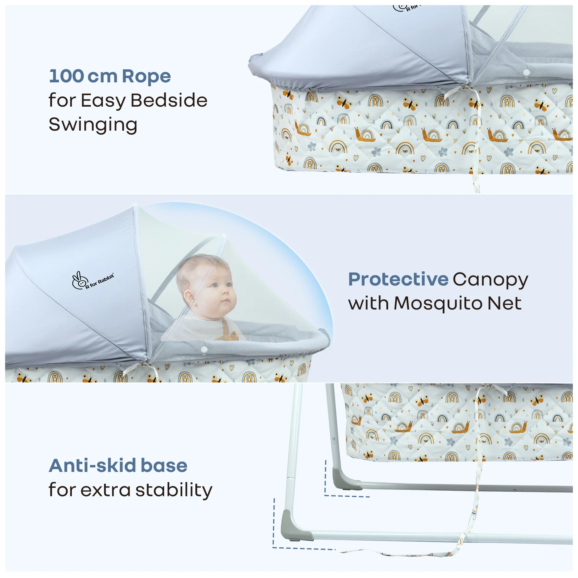 Lullabies Manual Baby Cradle Safe & Comfortable Baby Bed - Image 5