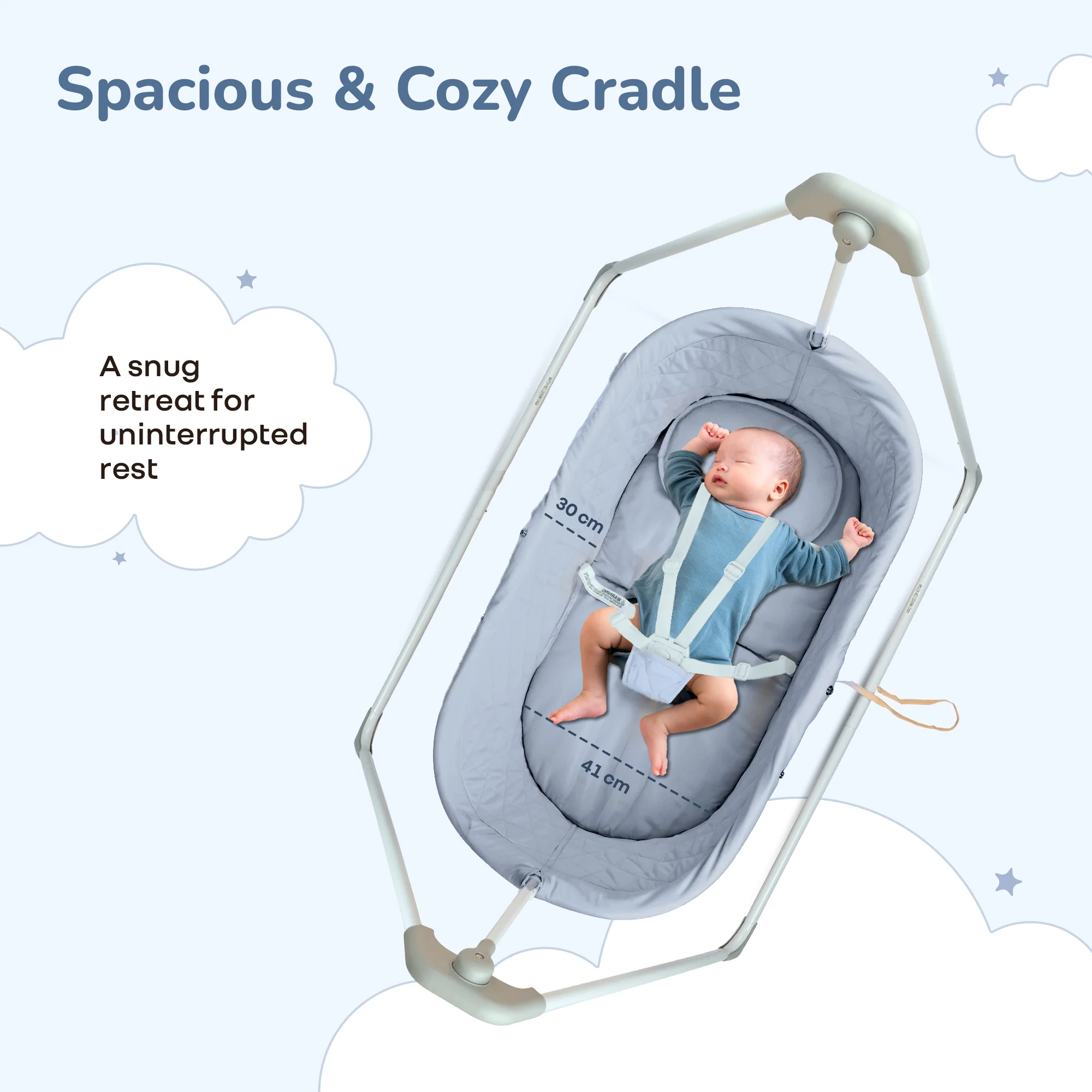 Lullabies Manual Baby Cradle Safe & Comfortable Baby Bed - Image 6