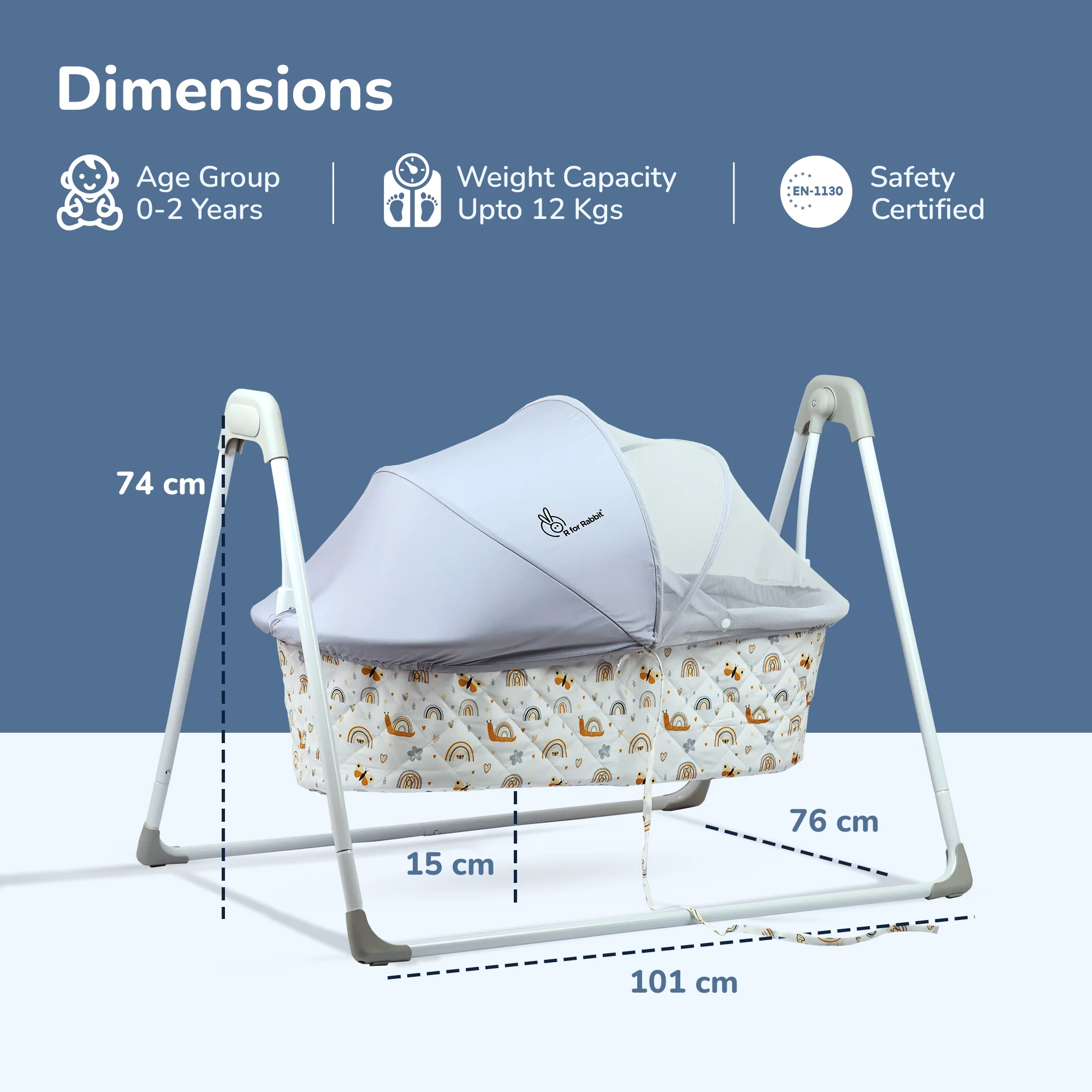 Lullabies Manual Baby Cradle Safe & Comfortable Baby Bed - Image 8