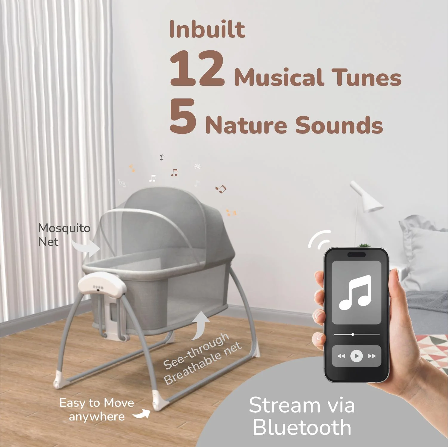 Lullabies Smart Electric Cradle For Babies 4 in 1 Multipurpose Cradle - Image 4