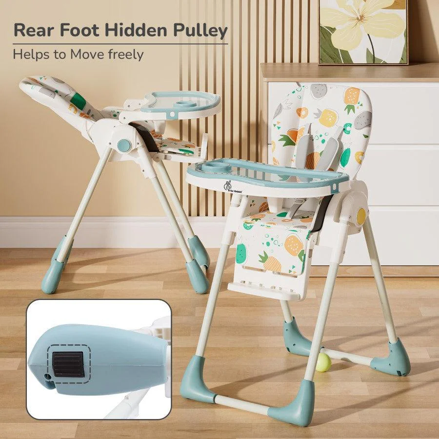 Marshmallow Lite High Chair - 6 Level Height Adjustment, 3 Recline Modes, Adjustable & Removable Meal Tray - Aqua Pine - Image 3