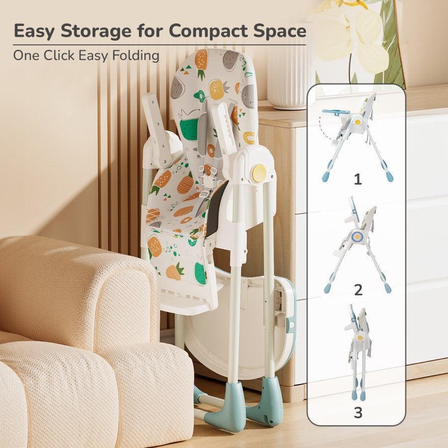 Marshmallow Lite High Chair - 6 Level Height Adjustment, 3 Recline Modes, Adjustable & Removable Meal Tray - Aqua Pine - Image 6