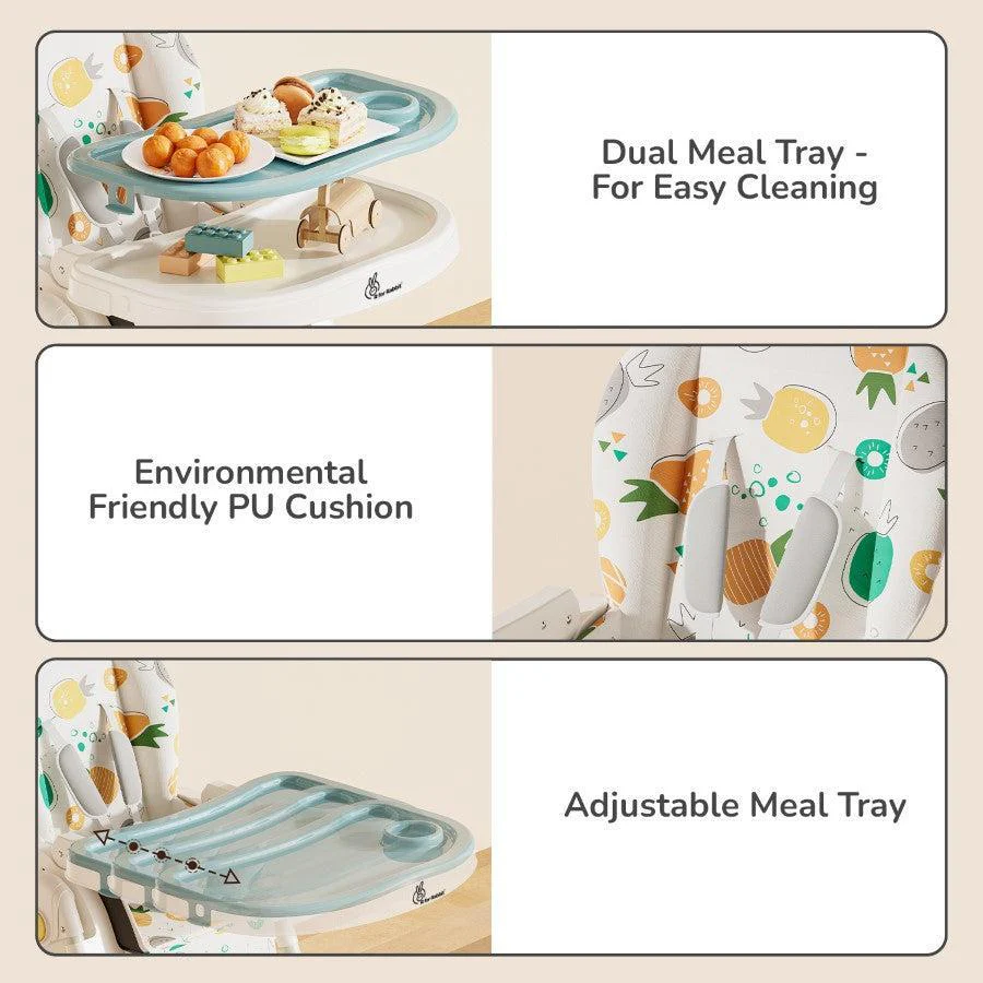 Marshmallow Lite High Chair - 6 Level Height Adjustment, 3 Recline Modes, Adjustable & Removable Meal Tray - Aqua Pine - Image 7