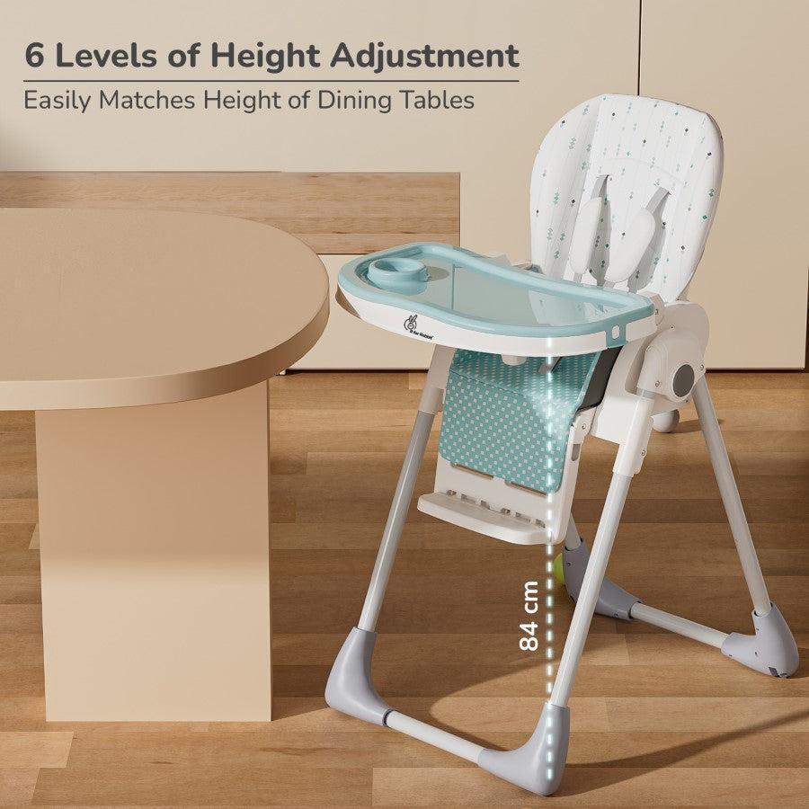 Marshmallow Lite High Chair - 6 Level Height Adjustment, 3 Recline Modes, Adjustable & Removable Meal Tray - Blue - Image 2