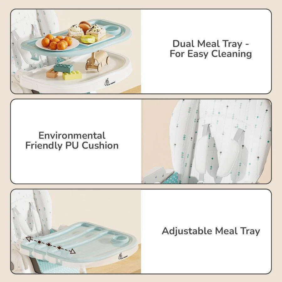 Marshmallow Lite High Chair - 6 Level Height Adjustment, 3 Recline Modes, Adjustable & Removable Meal Tray - Blue - Image 7