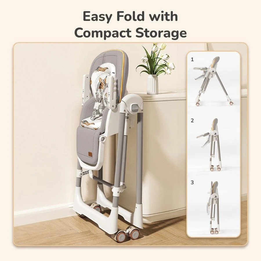 Marshmallow Smart High Chair For Kids 2-in-1 Multipurpose High Chair with Swing - Abstract Grey - Image 4