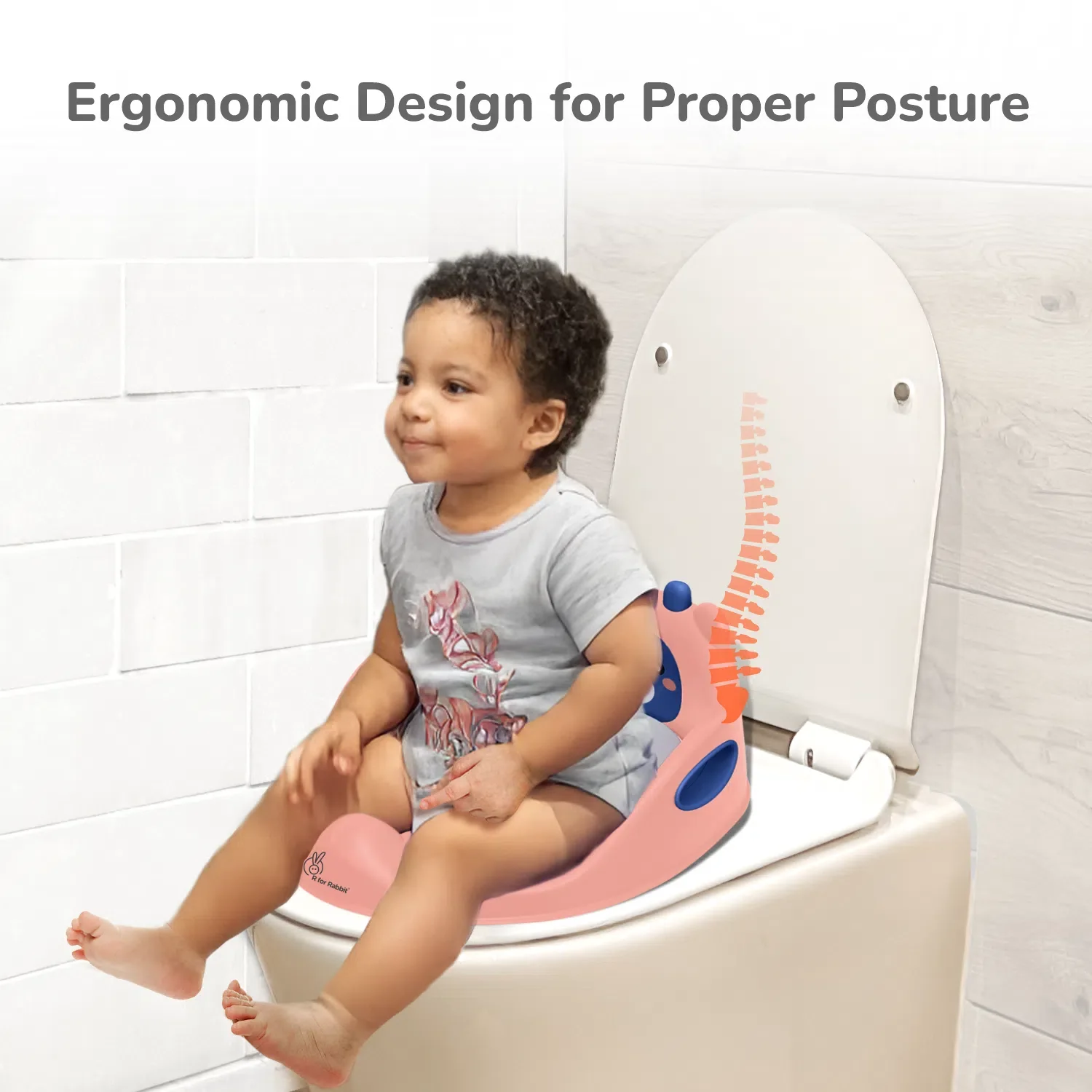Minimo Teddy Toilet Seats Happy And Comfy Potty Training Seat For Baby - Peach Blue - Image 3