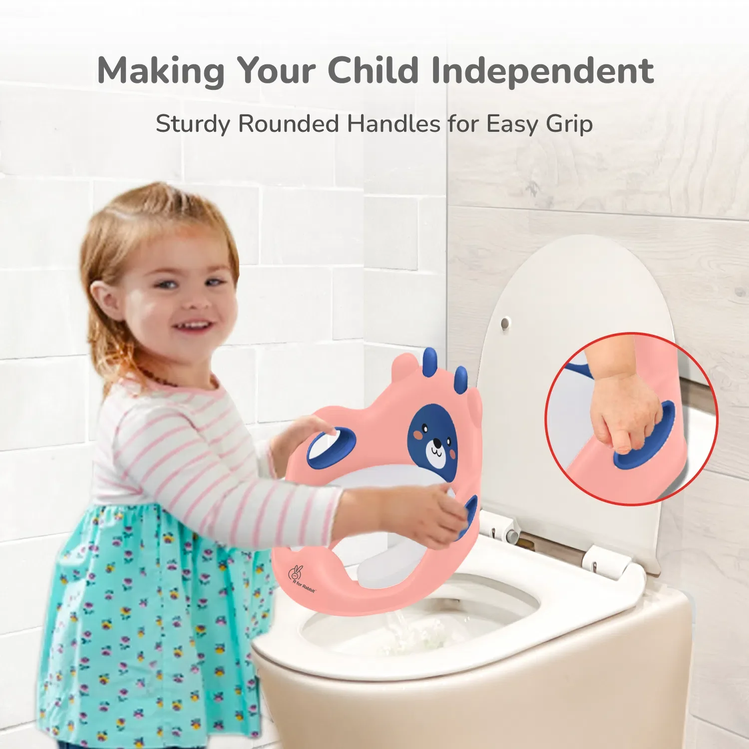 Minimo Teddy Toilet Seats Happy And Comfy Potty Training Seat For Baby - Peach Blue - Image 7