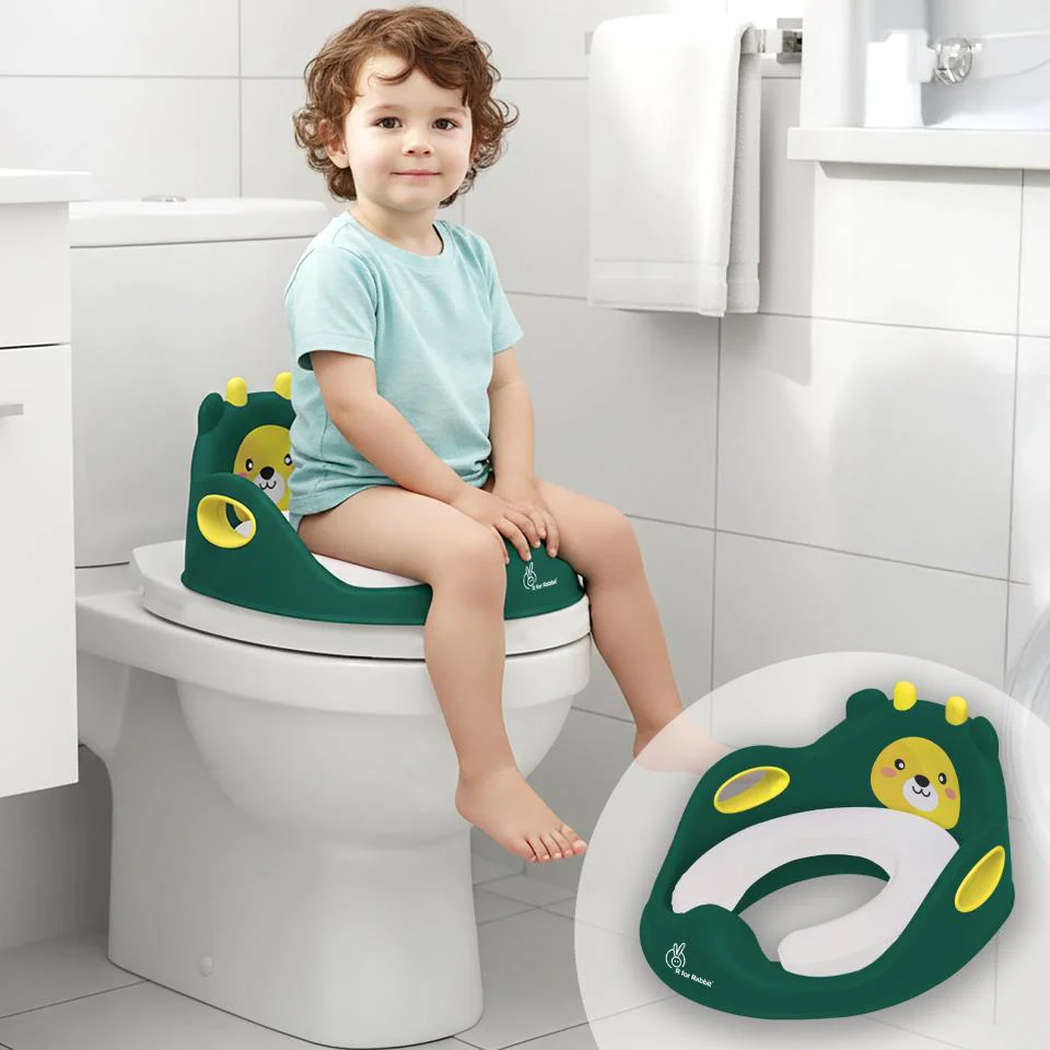 Minimo Teddy Toilet Seats Happy And Comfy Potty Training Seat For Baby - Green Yellow