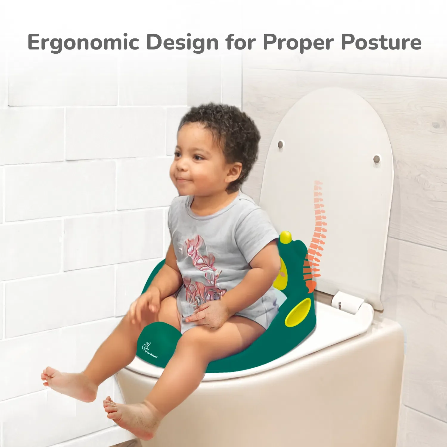 Minimo Teddy Toilet Seats Happy And Comfy Potty Training Seat For Baby - Green Yellow - Image 3