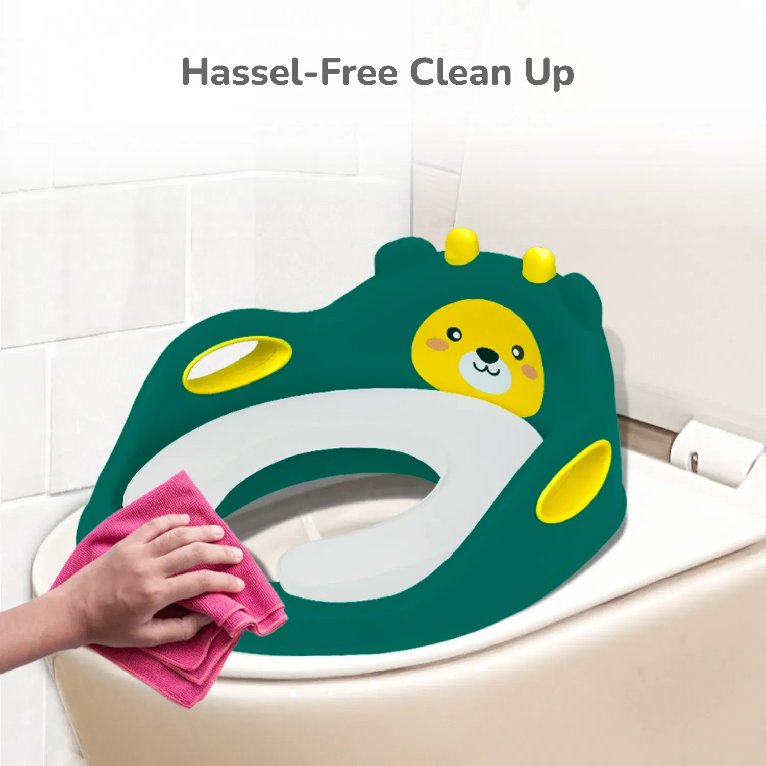 Minimo Teddy Toilet Seats Happy And Comfy Potty Training Seat For Baby - Green Yellow - Image 4