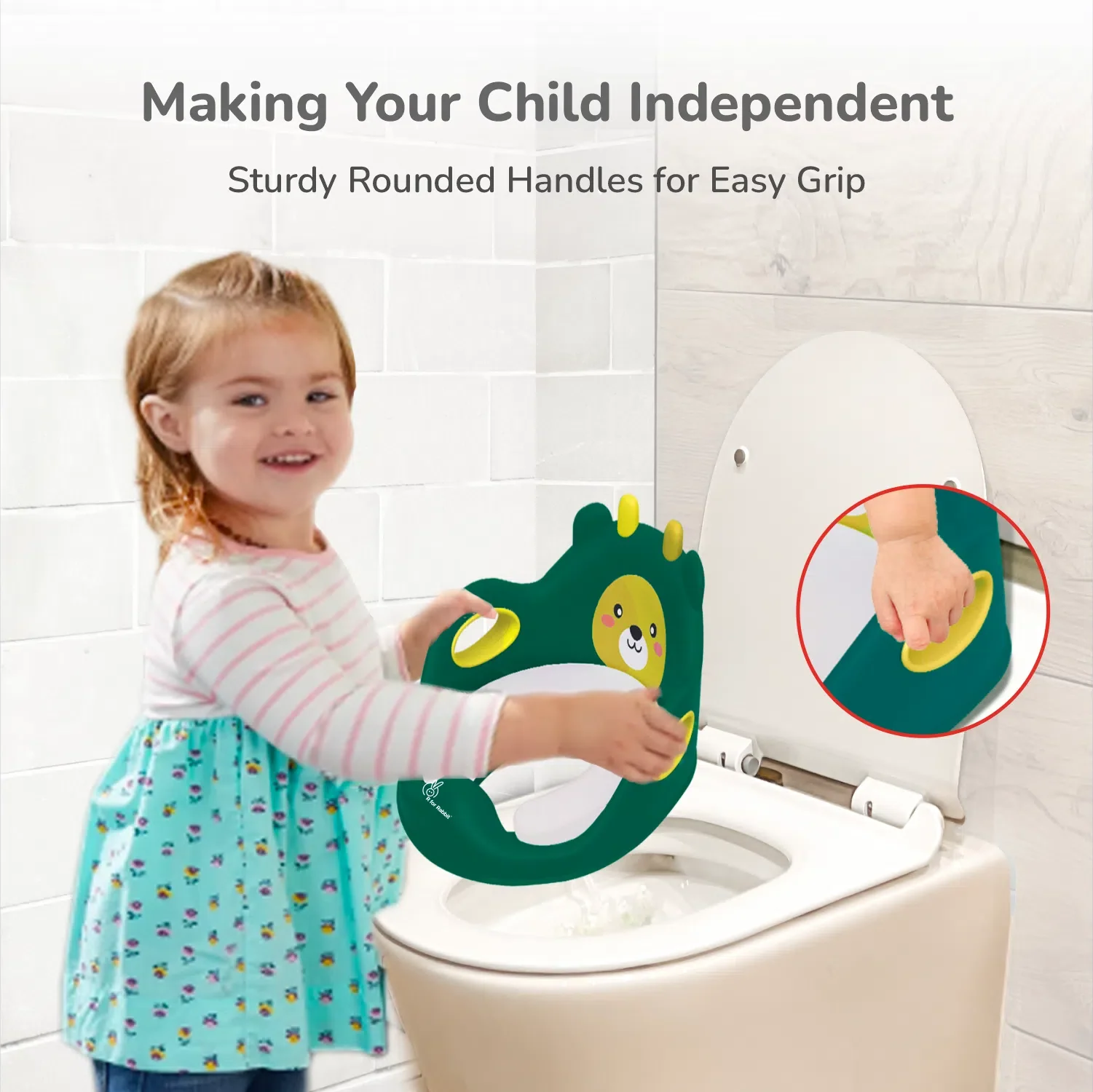 Minimo Teddy Toilet Seats Happy And Comfy Potty Training Seat For Baby - Green Yellow - Image 7