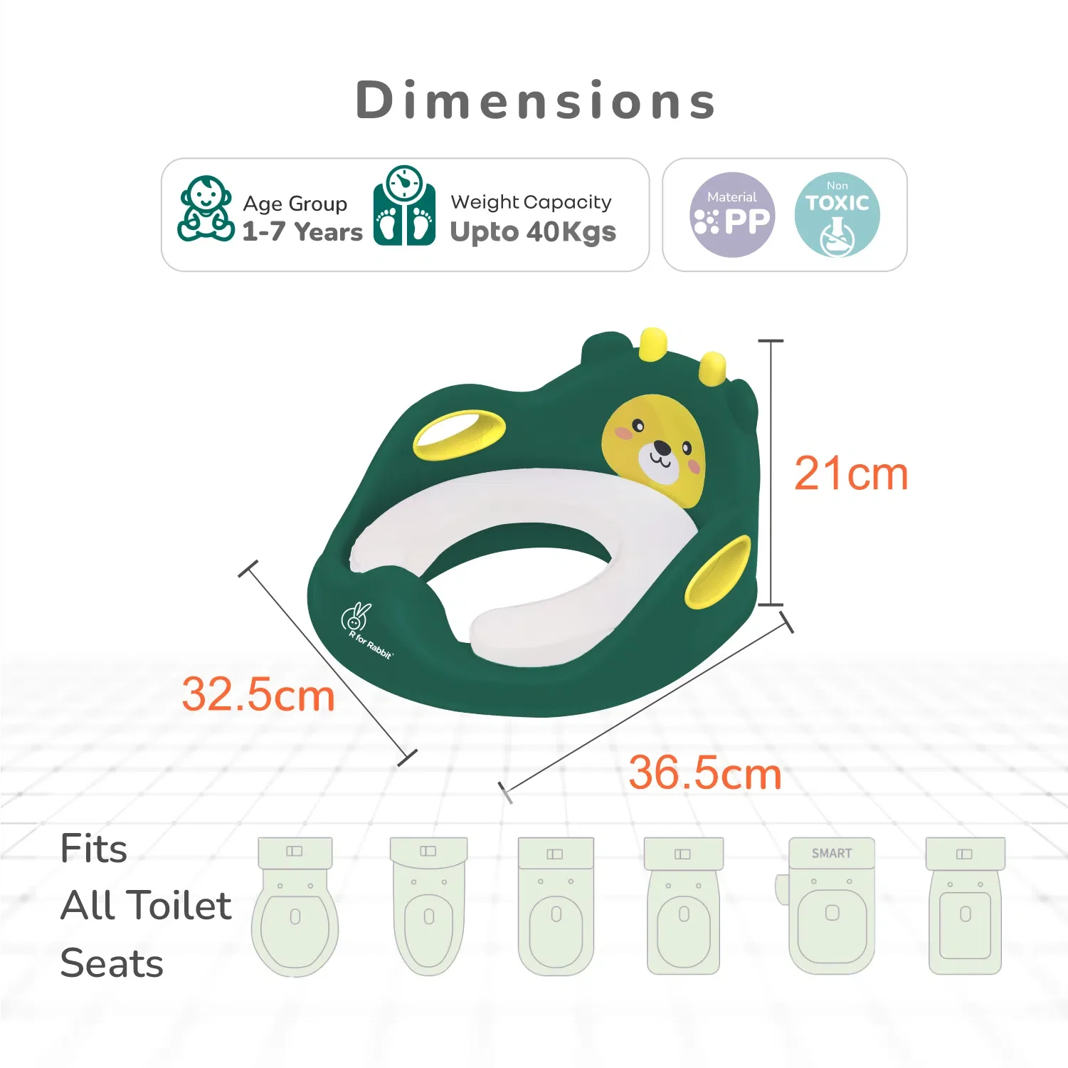 Minimo Teddy Toilet Seats Happy And Comfy Potty Training Seat For Baby - Green Yellow - Image 8
