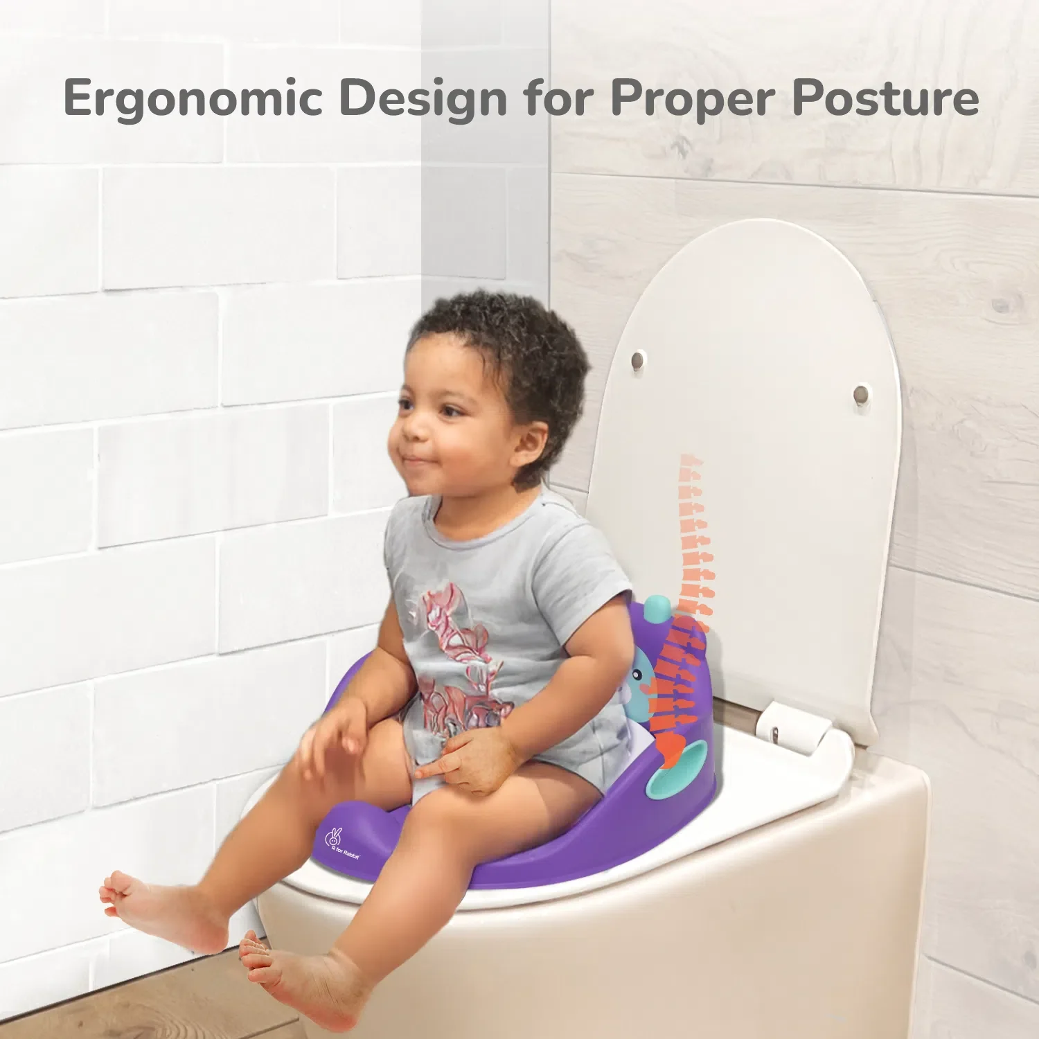 Minimo Teddy Toilet Seats Happy And Comfy Potty Training Seat For Baby - Purple Green - Image 3