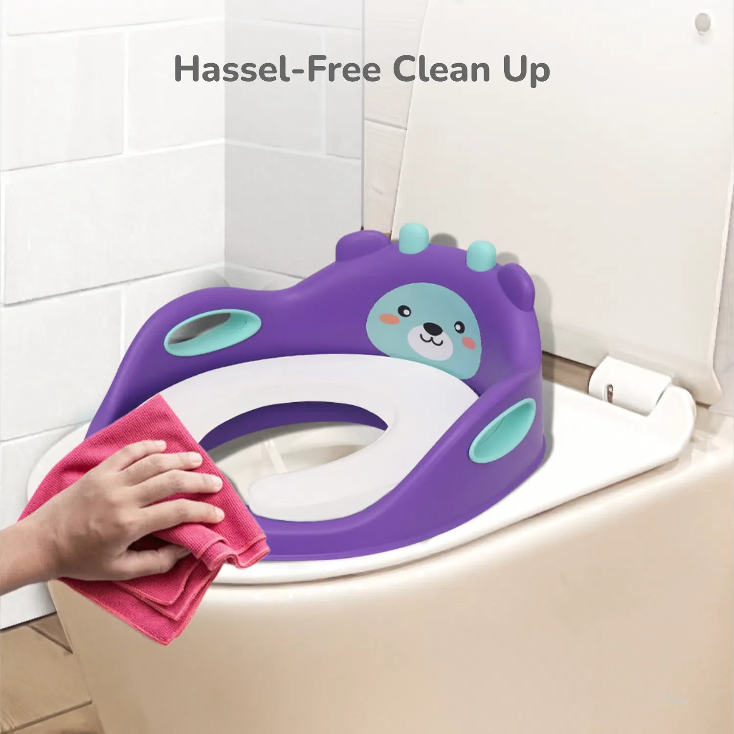 Minimo Teddy Toilet Seats Happy And Comfy Potty Training Seat For Baby - Purple Green - Image 4