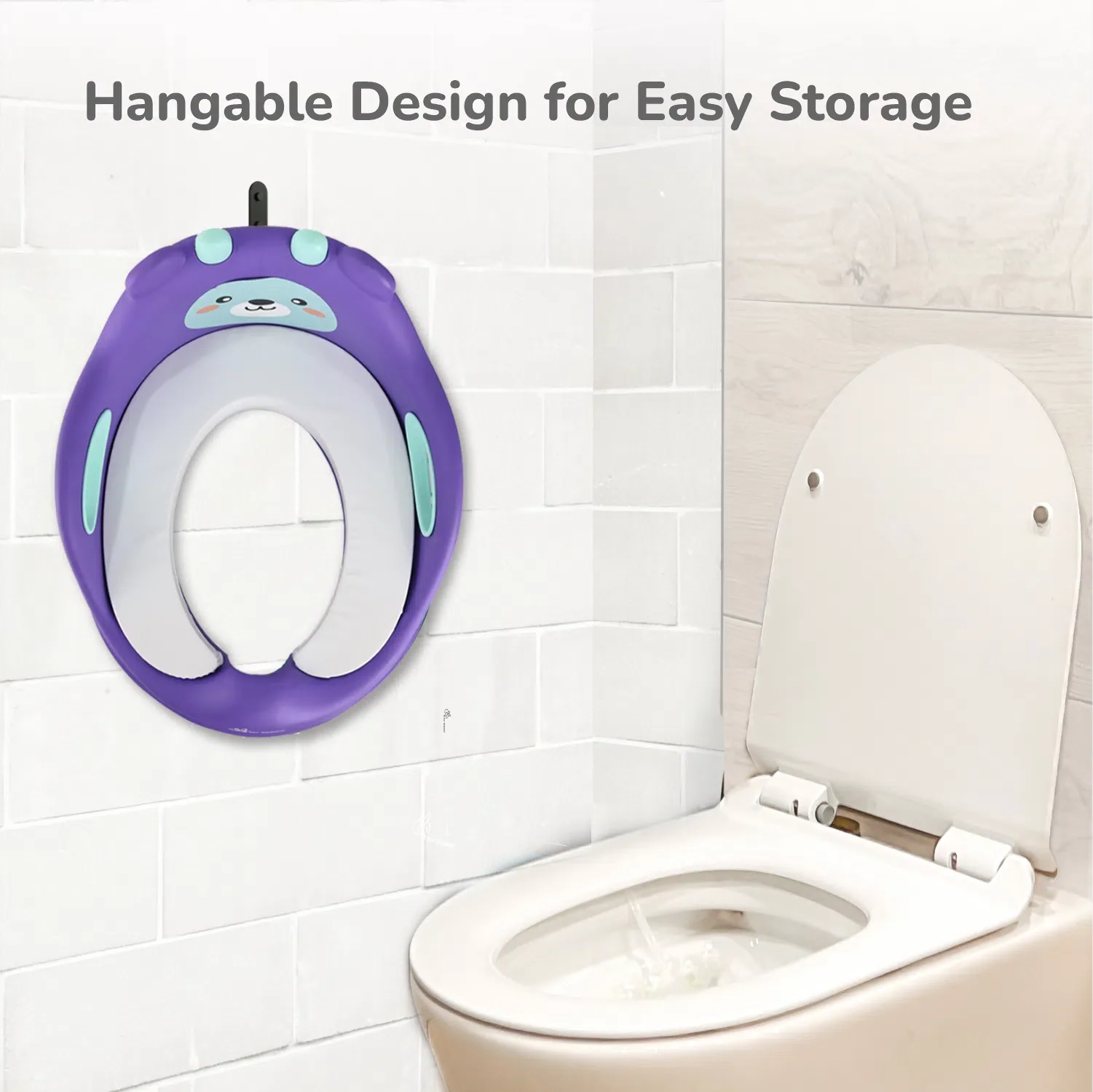 Minimo Teddy Toilet Seats Happy And Comfy Potty Training Seat For Baby - Purple Green - Image 6