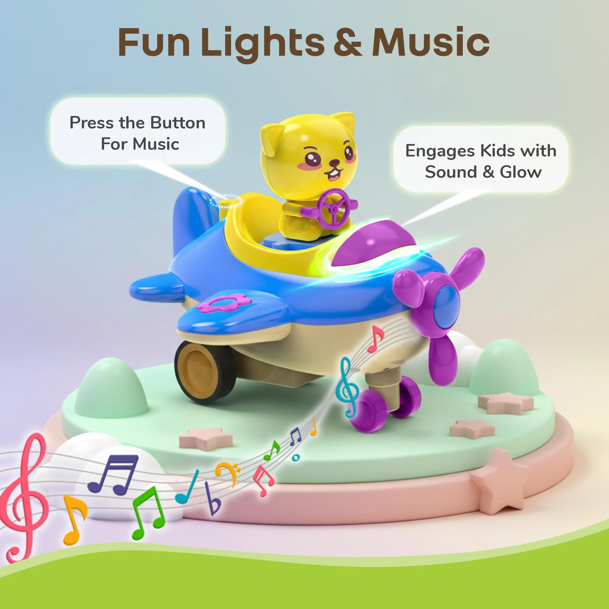 Orapple Aero Rider - BPA-Free, Non-Toxic Baby Airplane Push Toy with Lights & Music (Pack of 2) - Image 3