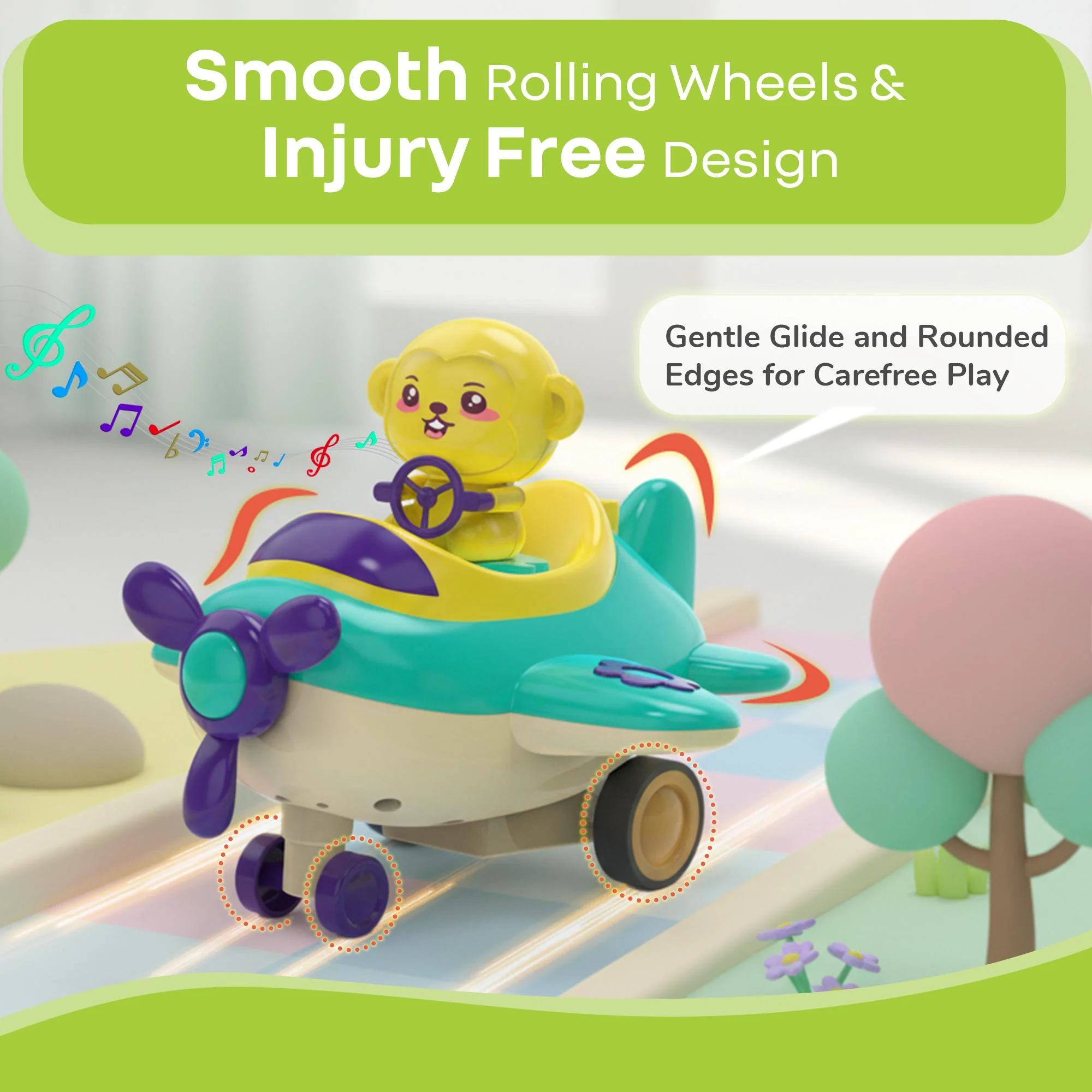 Orapple Aero Rider - BPA-Free, Non-Toxic Baby Airplane Push Toy with Lights & Music (Pack of 2) - Image 4