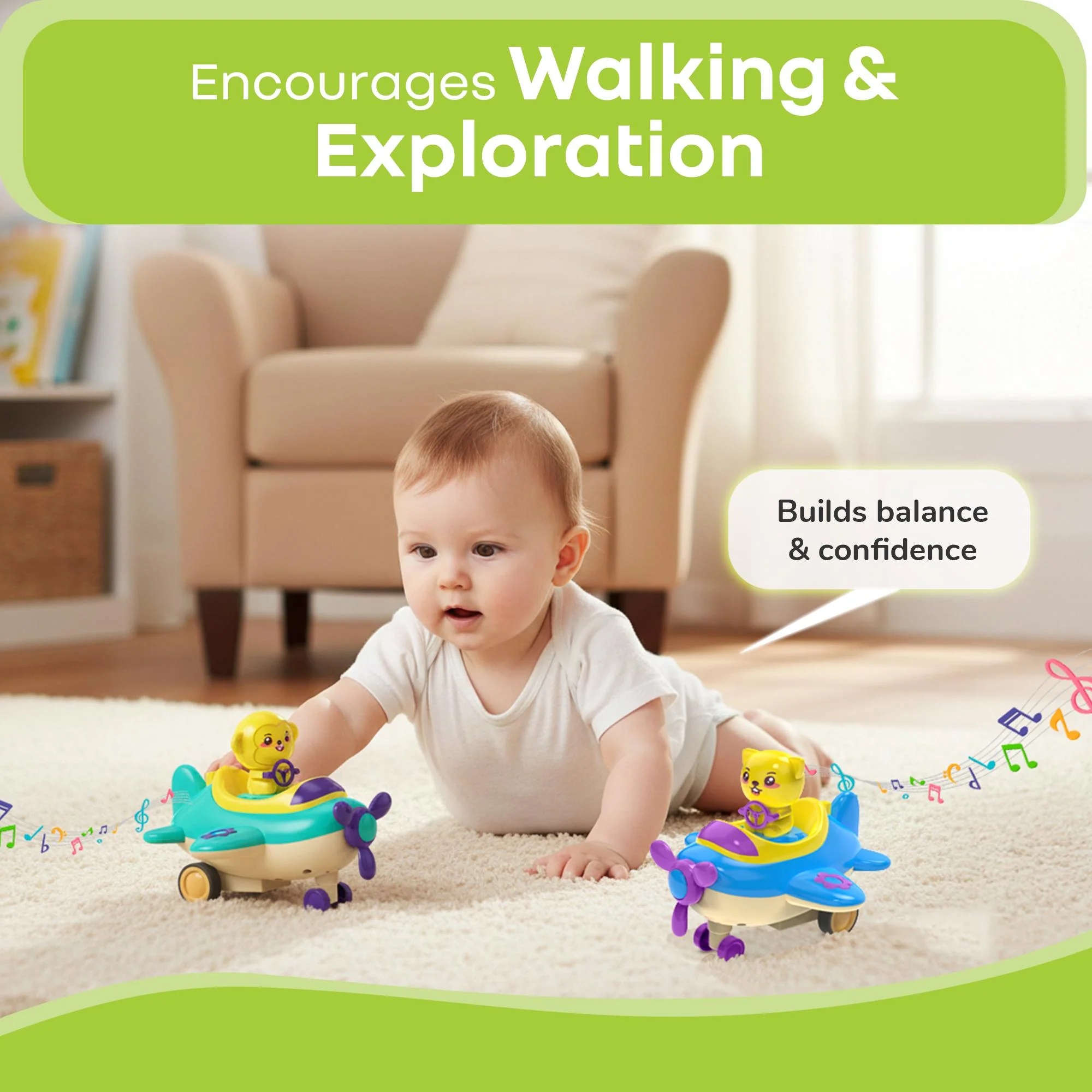 Orapple Aero Rider - BPA-Free, Non-Toxic Baby Airplane Push Toy with Lights & Music (Pack of 2) - Image 5