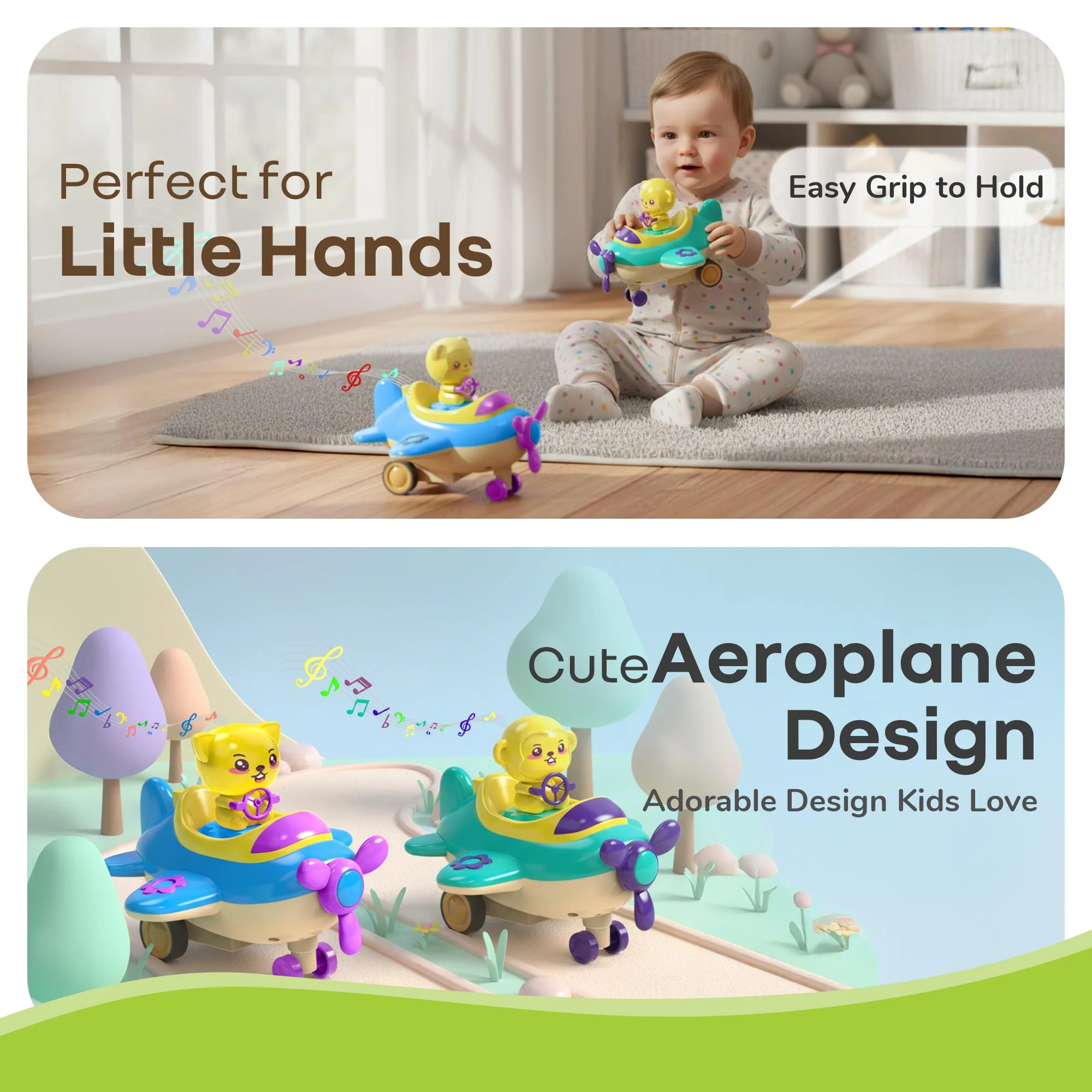 Orapple Aero Rider - BPA-Free, Non-Toxic Baby Airplane Push Toy with Lights & Music (Pack of 2) - Image 6