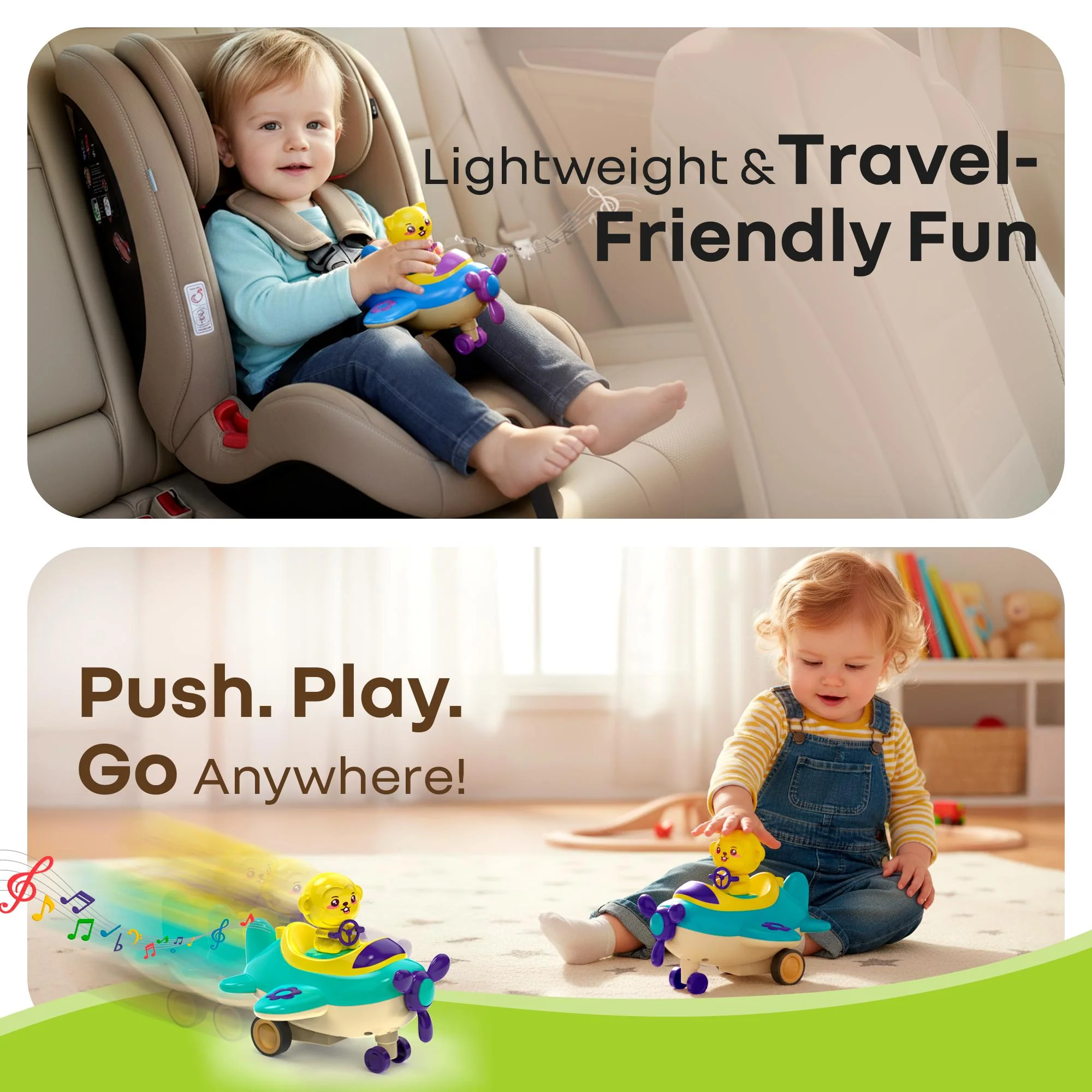 Orapple Aero Rider - BPA-Free, Non-Toxic Baby Airplane Push Toy with Lights & Music (Pack of 2) - Image 8