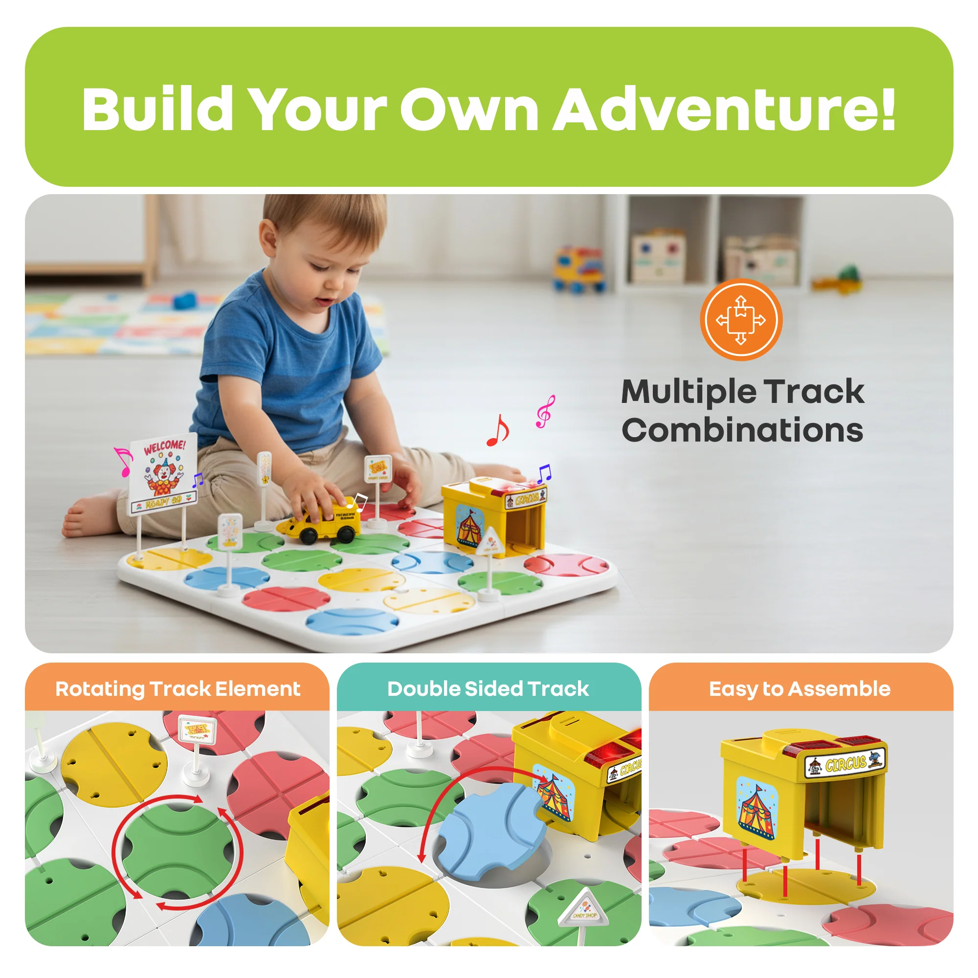 Orapple Carnival - Creative Building Toy with Tracks, Music & Lights, Ideal Gift for Kids 3+ - Image 3