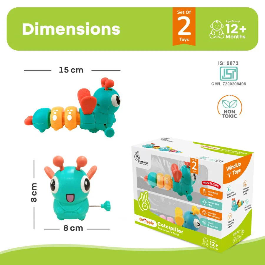 Orapple Caterpillar - Fun Wind-Up Crawling Toy for Kids (Pack of 2) - Image 8