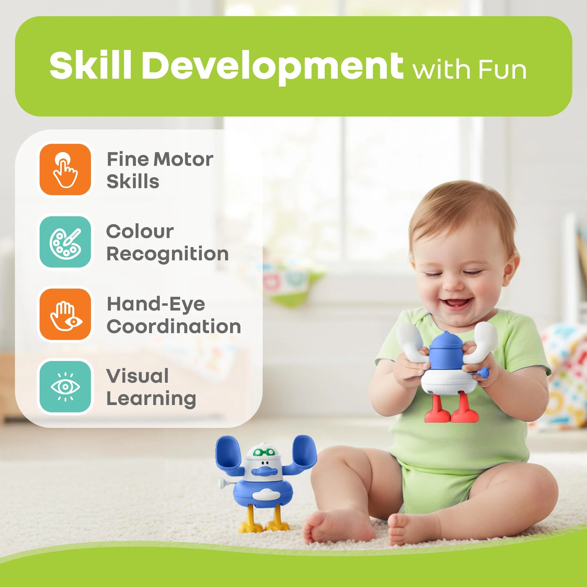 Orapple Flip n Hop Wind-Up Toy for Babies & Toddlers, Safe ABS Material, Educational Mechanical Flip Toy, Set of 2 - Image 2