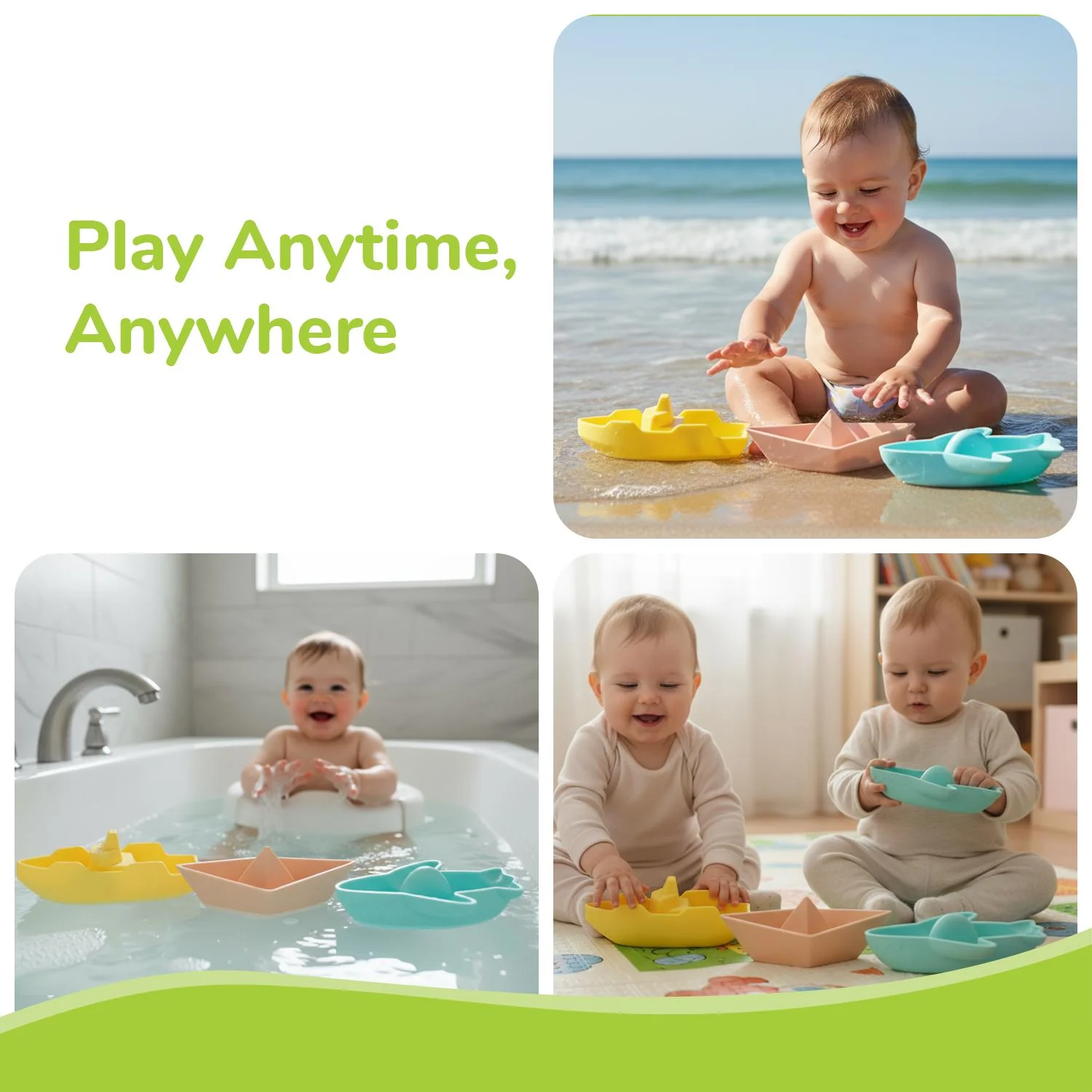 Orapple Floater Baby Bath Toys - BPA-Free Silicone Floating Toys (Pack of 3) - Image 4
