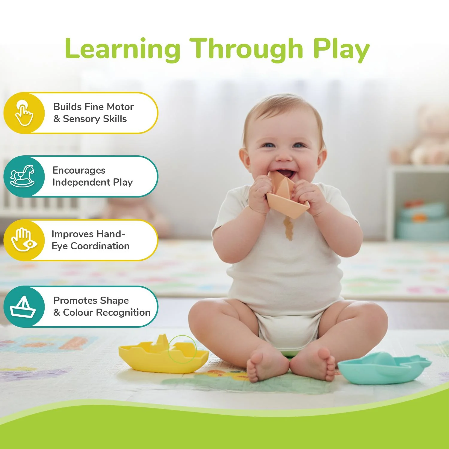 Orapple Floater Baby Bath Toys - BPA-Free Silicone Floating Toys (Pack of 3) - Image 5