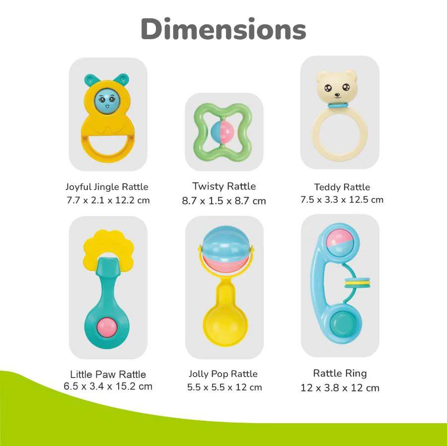 Orapple Jingle Joy – BPA-Free Rattle Set for Newborns (Pack of 6) - Image 8