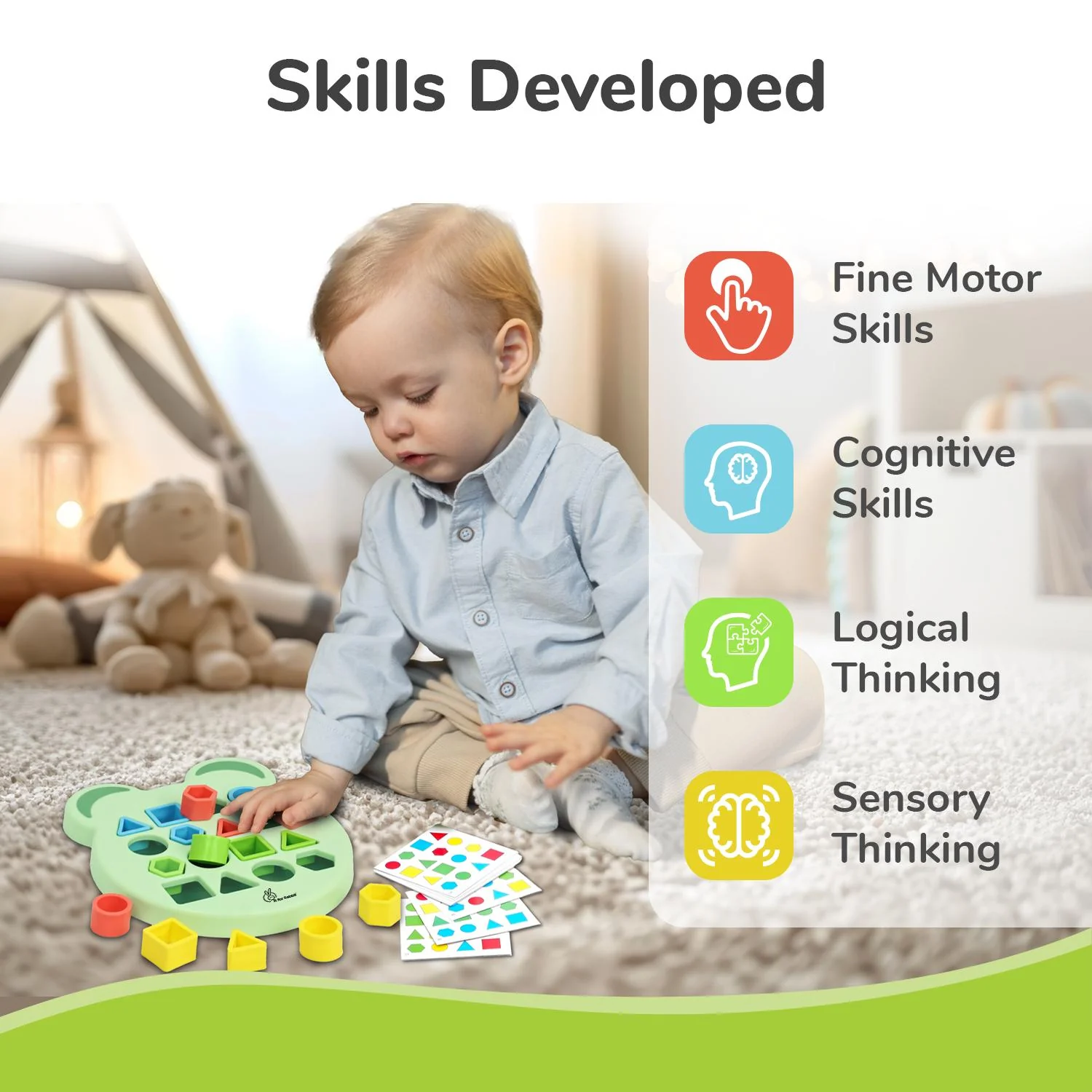 Orapple Match N Learn Baby Educational Toy with BIS Certified Shape Sorter for Baby Fine Motor Skills & Brain Development - Image 10