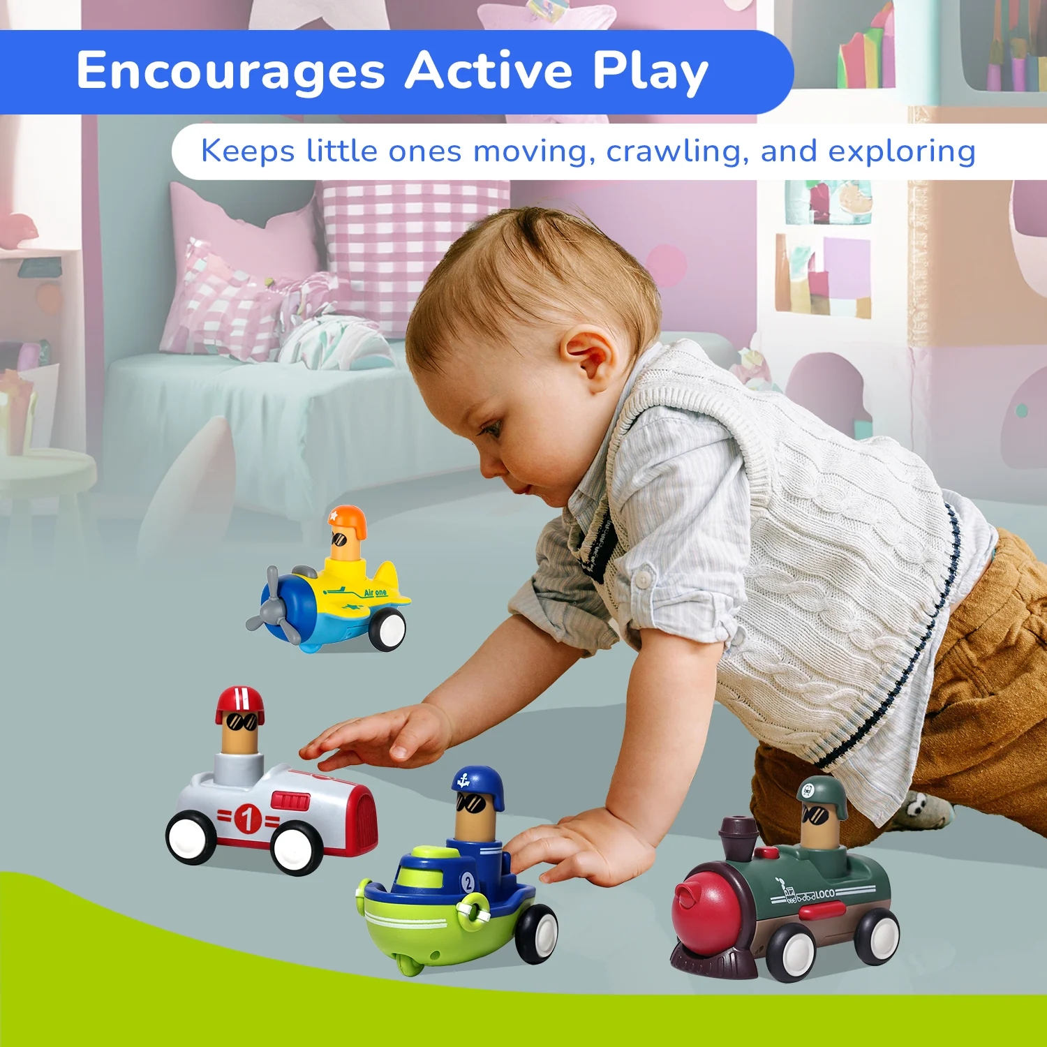 Orapple Rider BPA-Free Set of 4 Push Toys for Toddlers (Track, Sky, Turbo, Sail) - Image 11