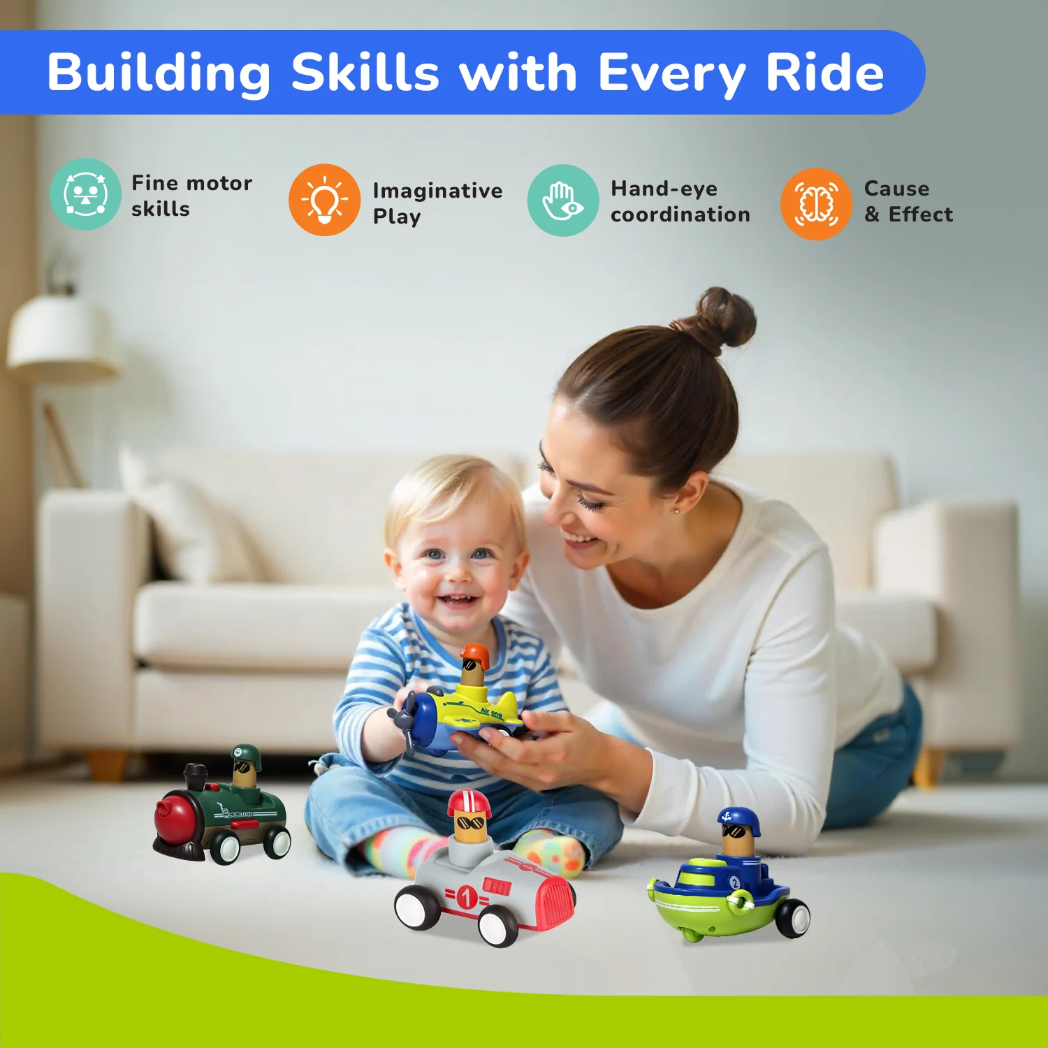 Orapple Rider BPA-Free Set of 4 Push Toys for Toddlers (Track, Sky, Turbo, Sail) - Image 14