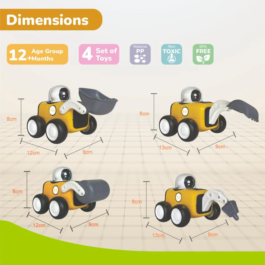 Orapple Rover 4-Piece Mini Construction Vehicle Set for Kids - Image 7