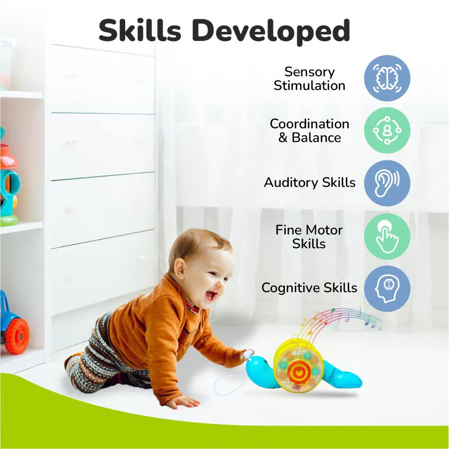 Orapple Snail Tune BPA-Free Musical Pull Toy for Kids with Lights & Music - Image 11