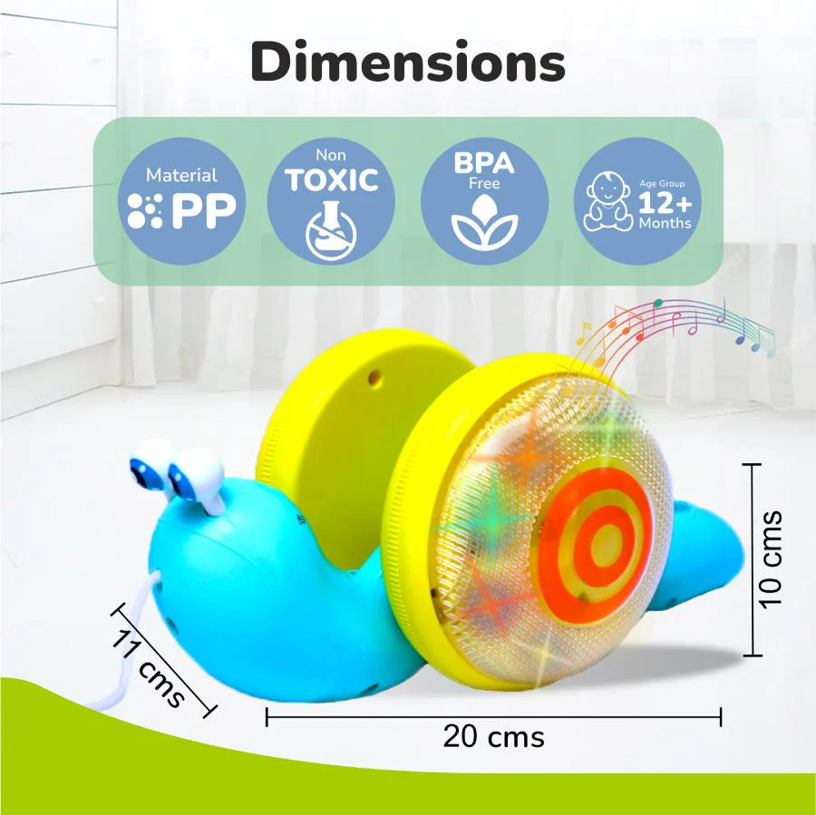 Orapple Snail Tune BPA-Free Musical Pull Toy for Kids with Lights & Music - Image 13