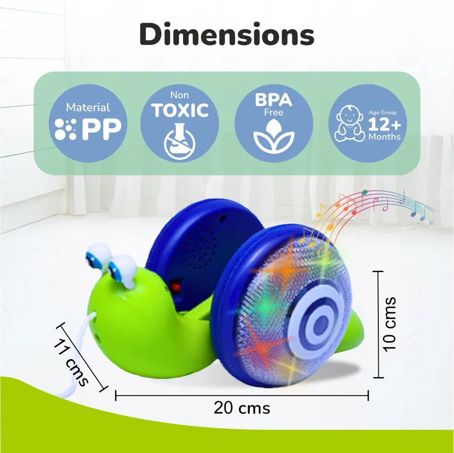 Orapple Snail Tune BPA-Free Musical Pull Toy for Kids with Lights & Music - Image 7